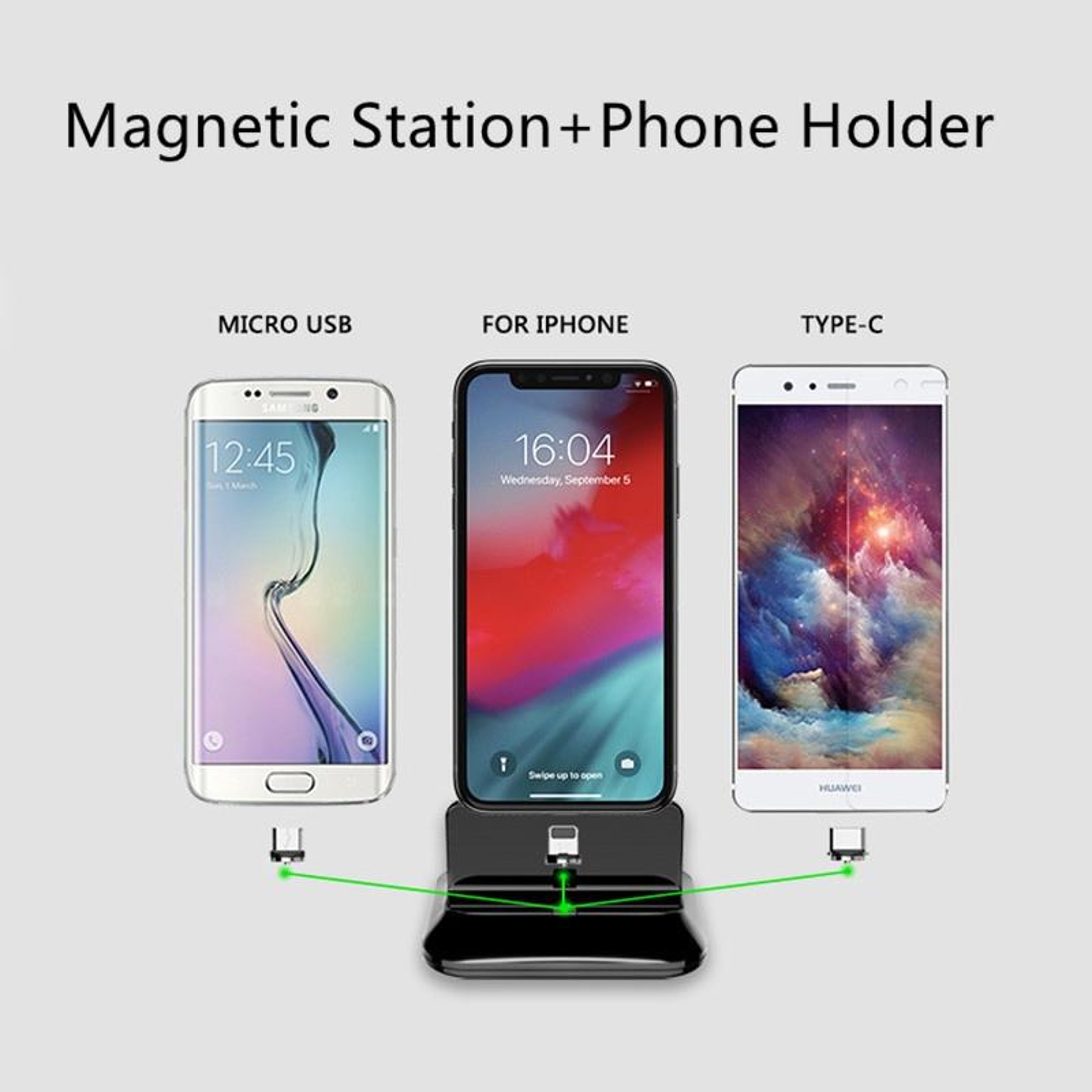 Universal  Magnetic Charging Base With USB C Micro USB Connectors 5