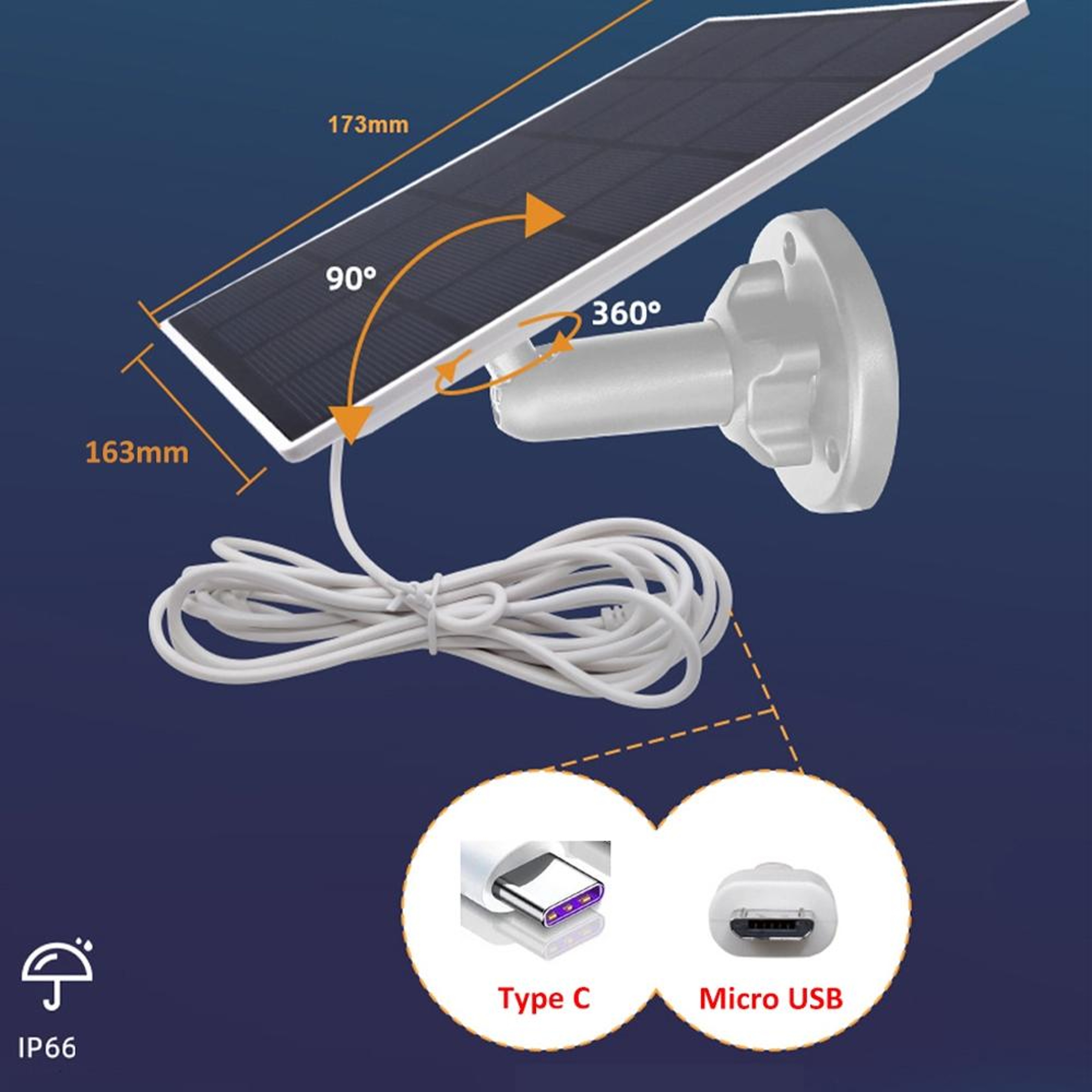 Outdoor Camera Solar Panel with USB C & USB Power – view 6