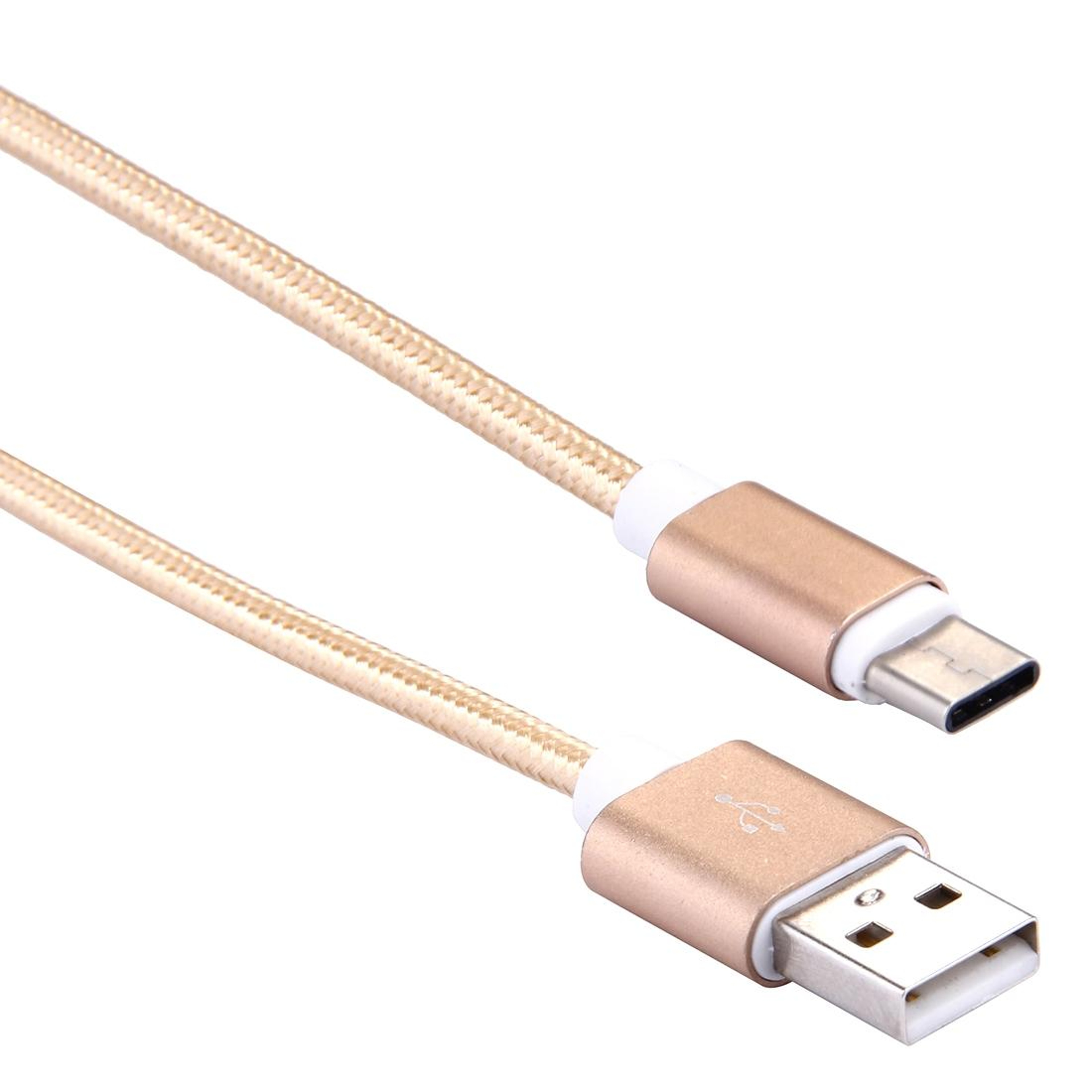 Premium Short USB C To USB A Charging Sync Cable Braided Gold 4