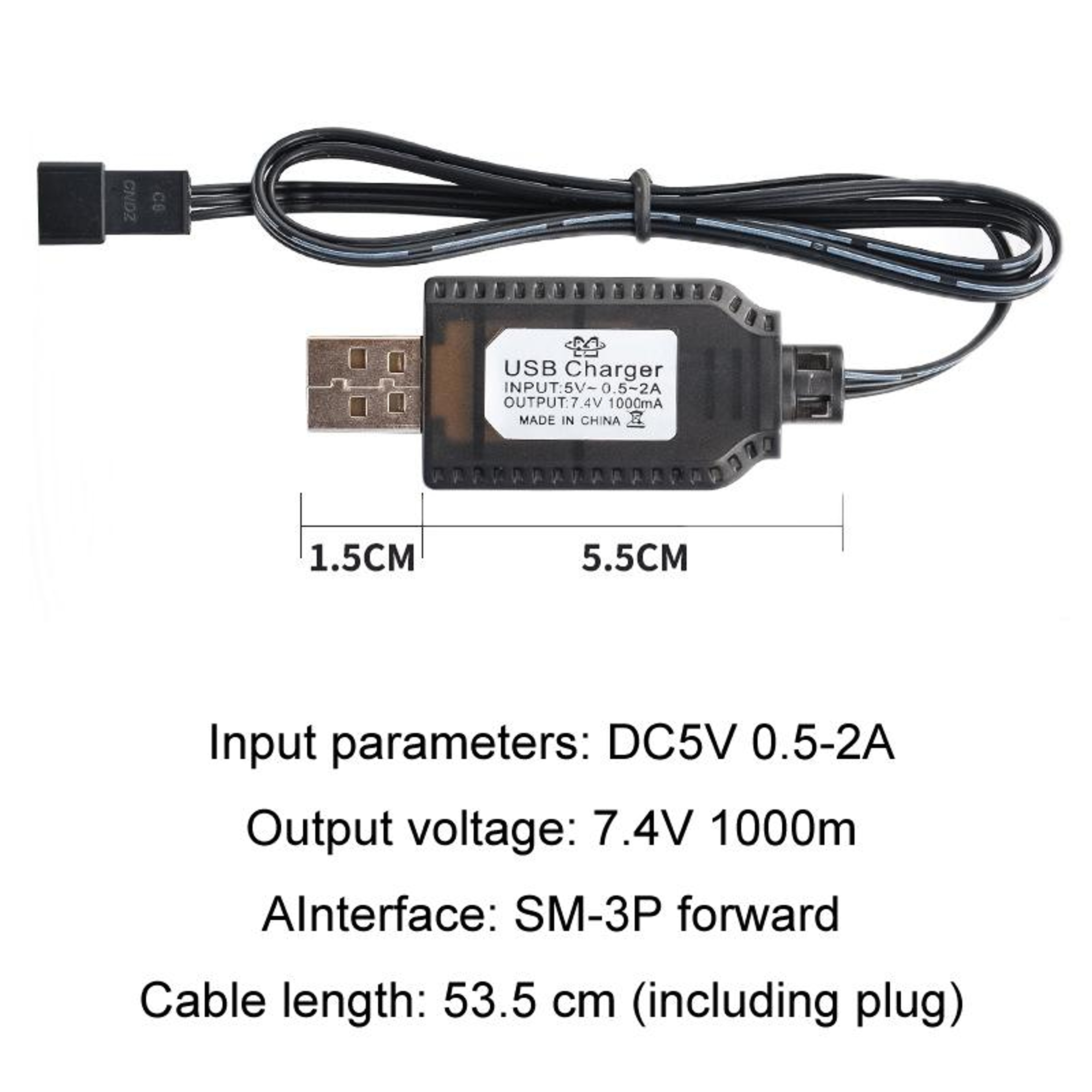 7.4V SM-3P Battery Charger Cable with Smart Chip Protection – view 3