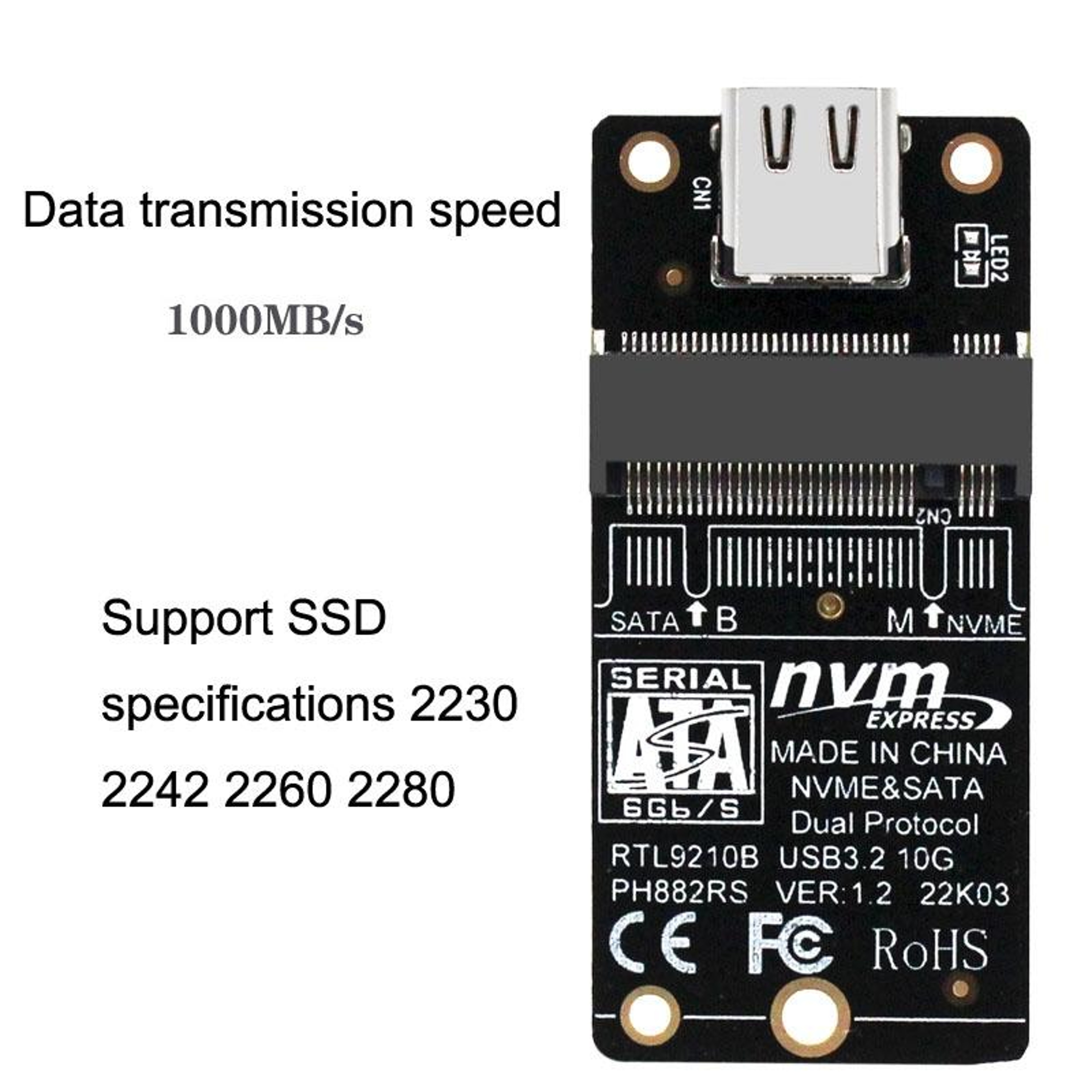 RTL9210B 10Gbps M.2 NVMe SSD Enclosure Adapter USB-C External Drive Converter – view 5