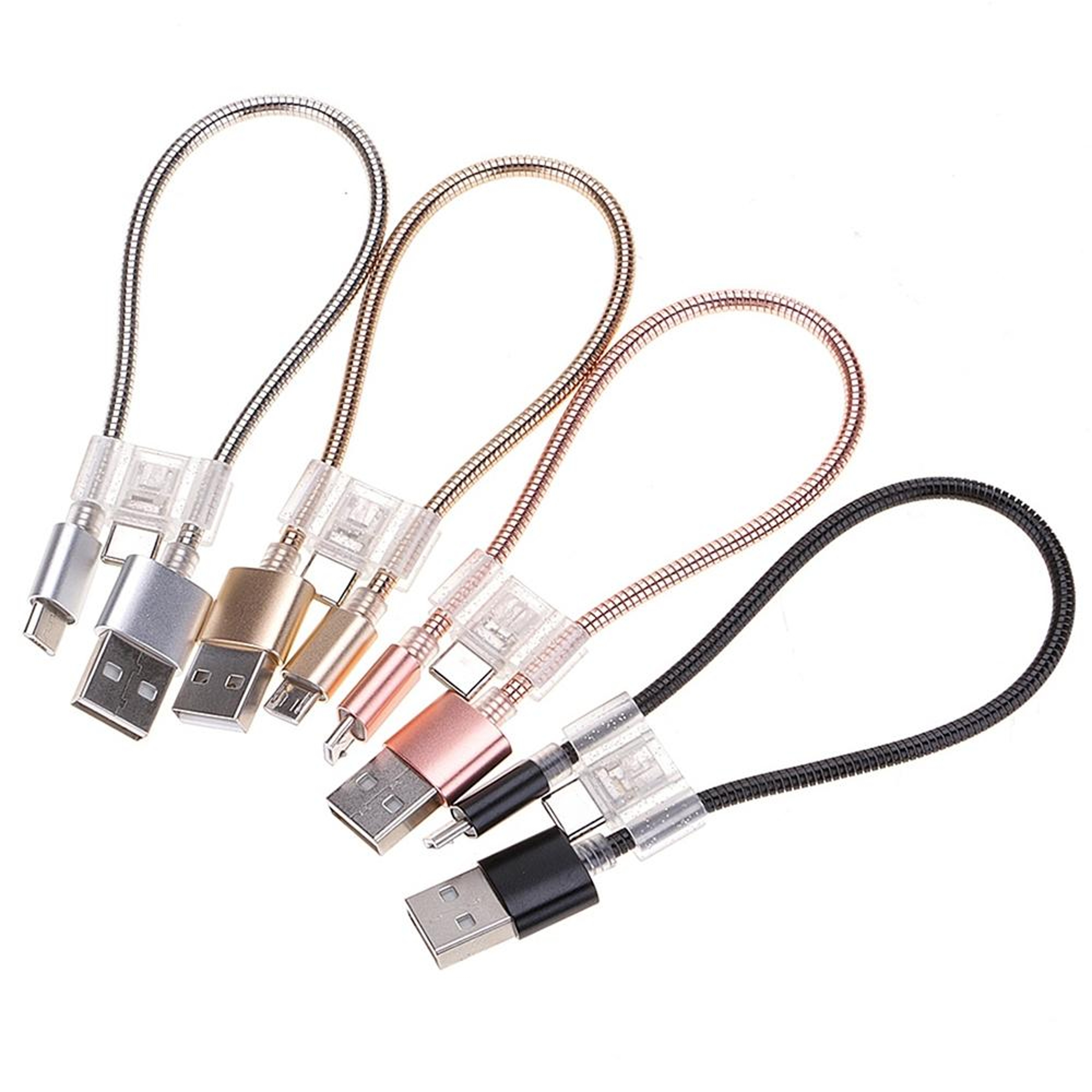2-in-1 Flexible USB-C & Micro USB Fast Charging Cable 24cm Portable Data Sync Cord – view 3