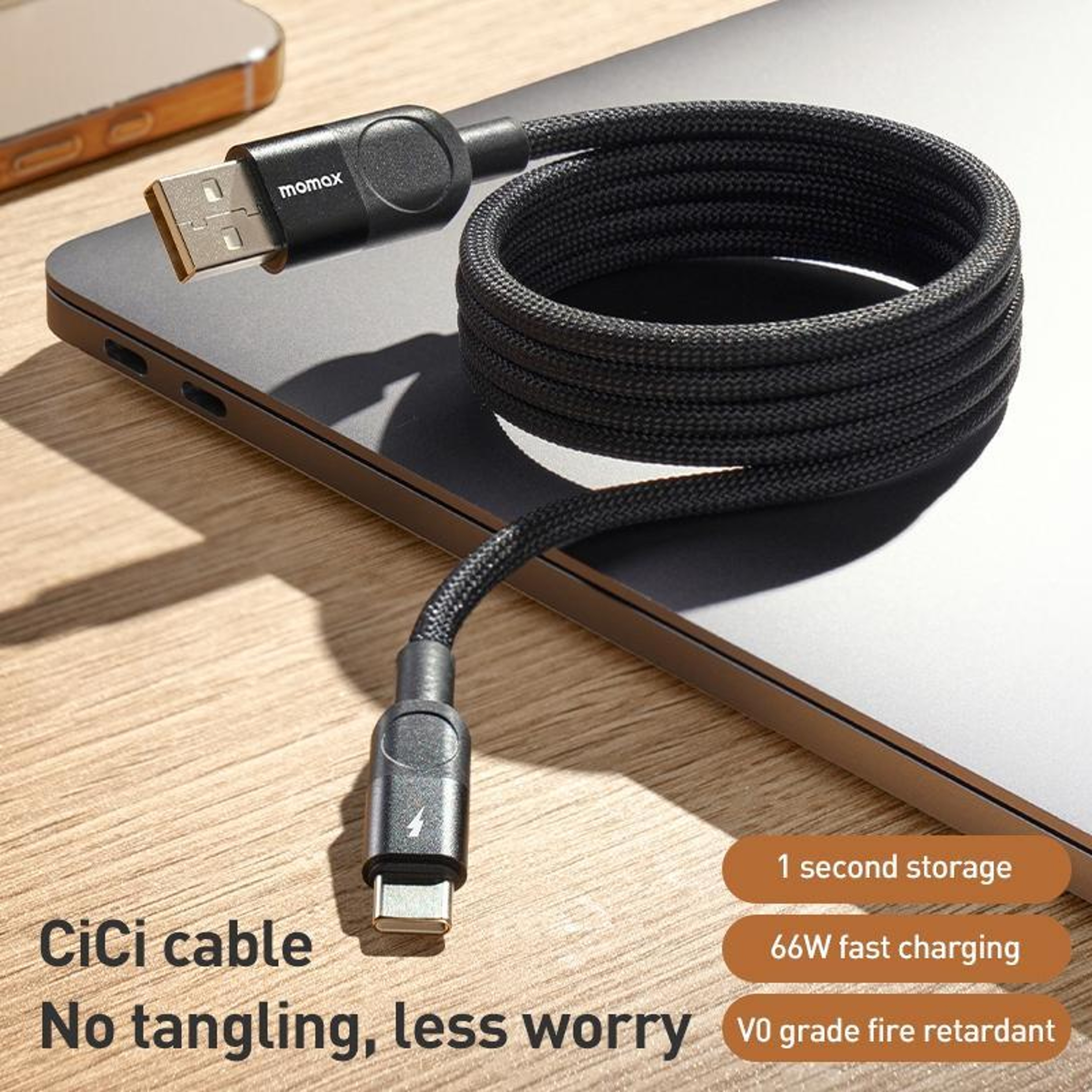 Mag Link Magnetic USB C Fast Charging Cable  Braided USB A to USB-C – view 3