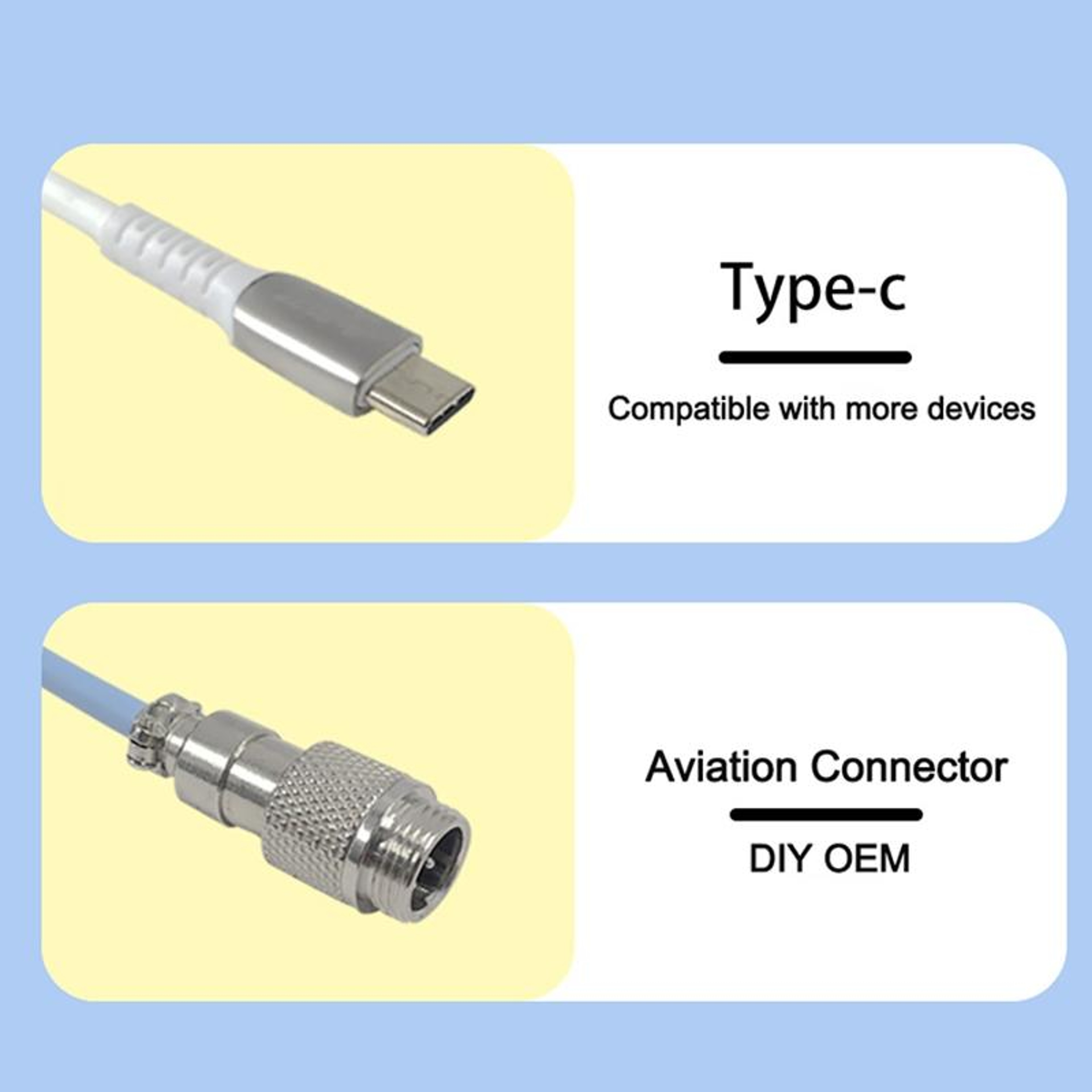 Ajazz AL60 23M USBC Coiled Keyboard Cable With Aviator Connector For Mechanical Keyboards 5