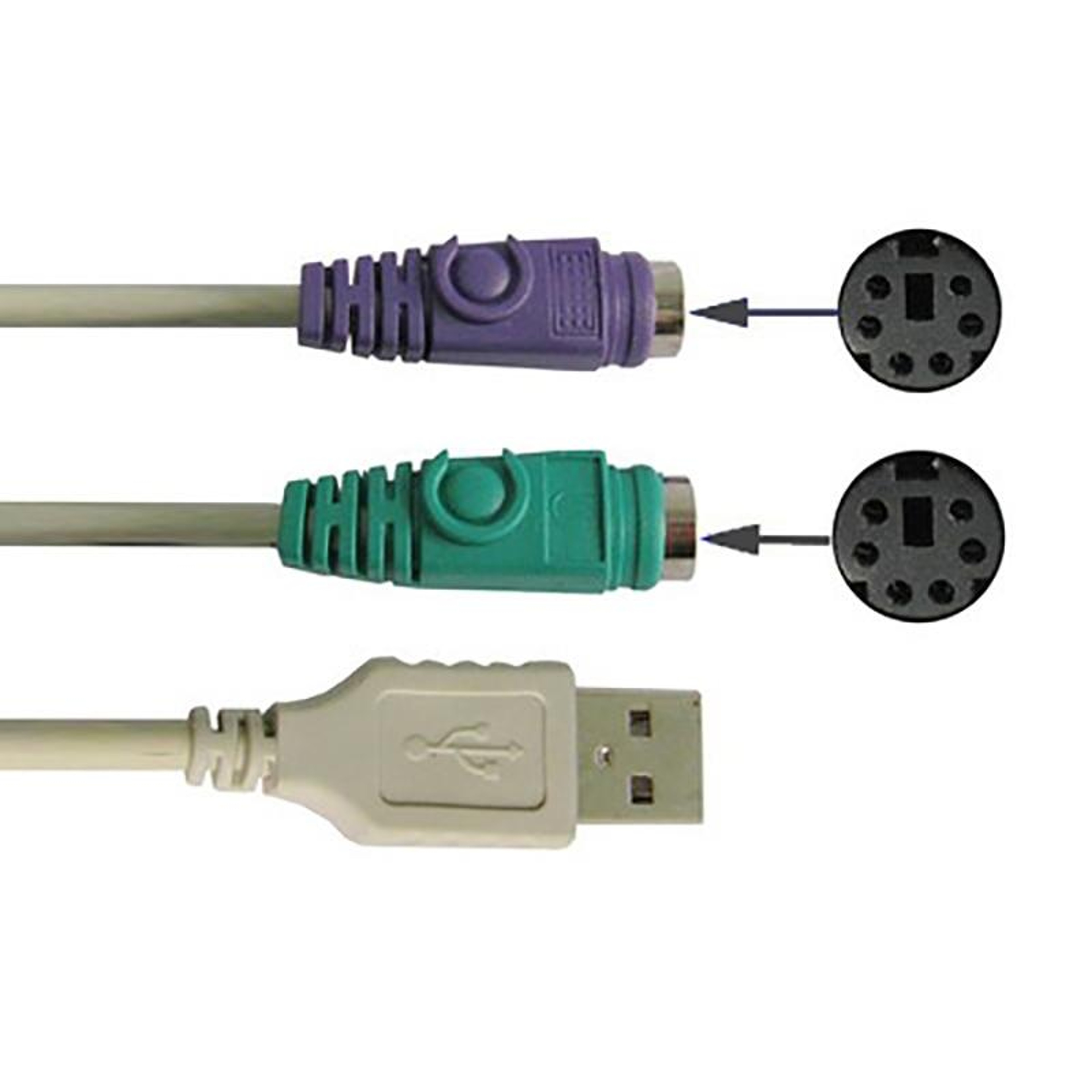 USB to PS/2 Keyboard & Mouse Adapter Cable  Dual Port Plug & Play Converter – view 1
