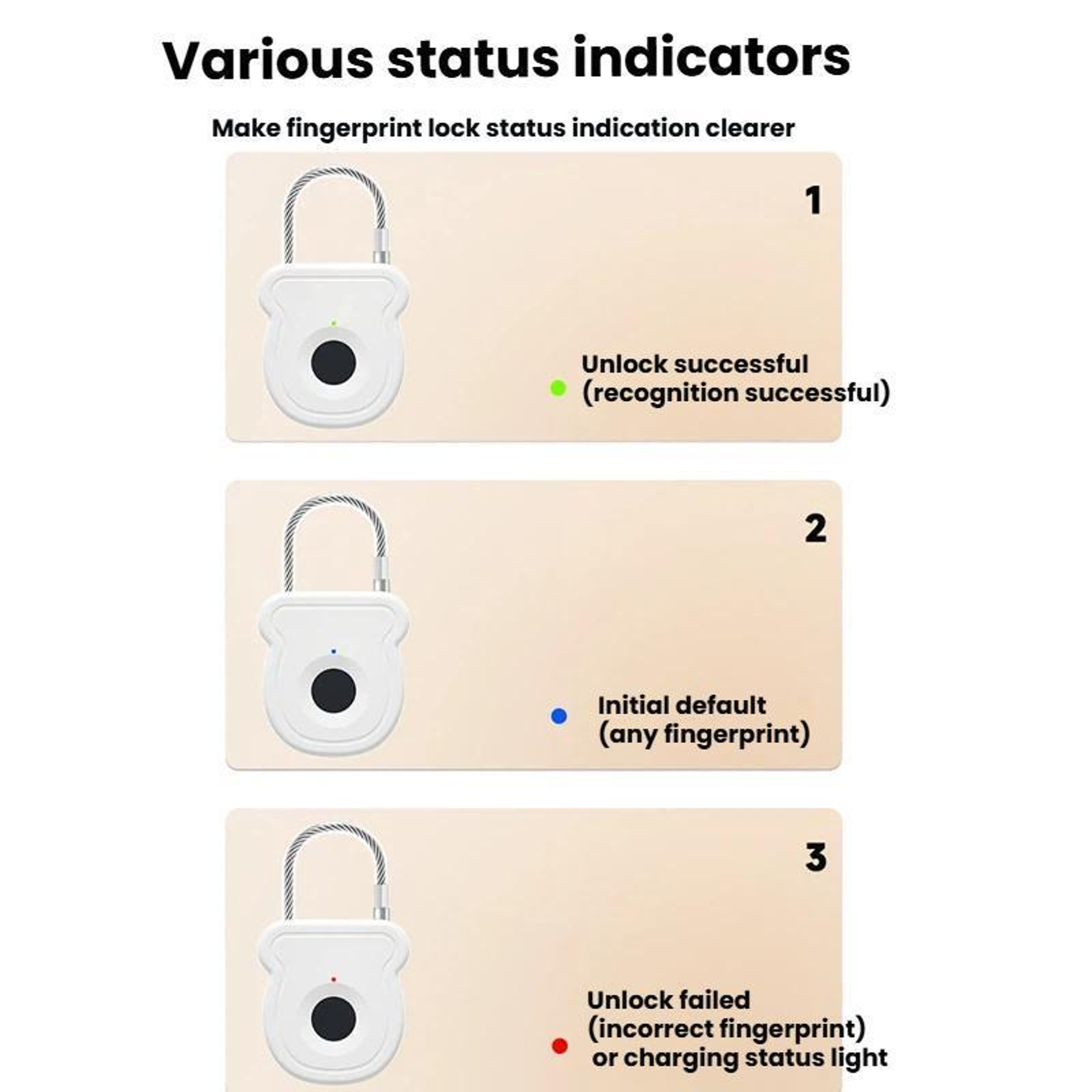 SecureTouch Smart Fingerprint Padlock with USB-C Charging & Electronic Key for Travel and Lockers – view 8