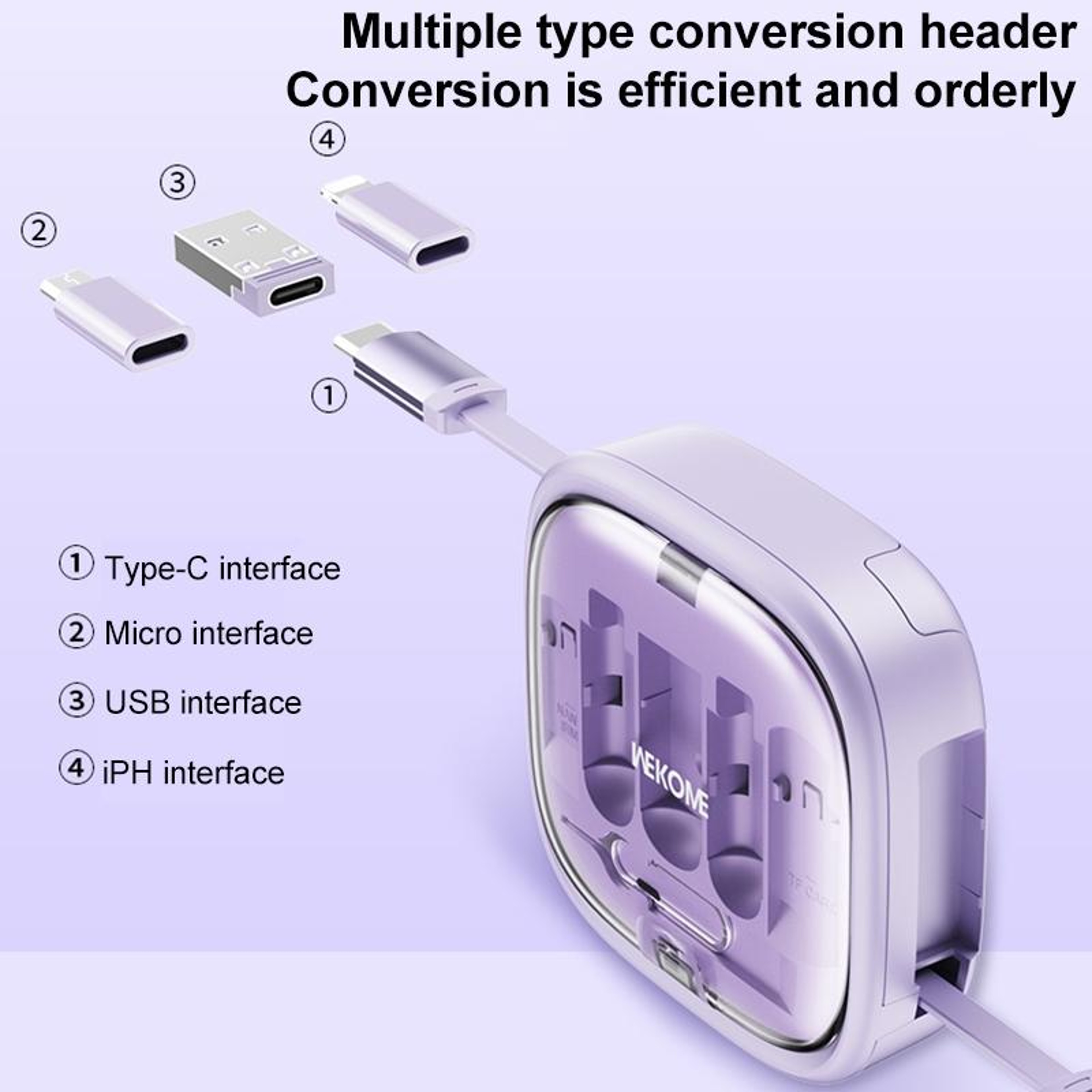 WK Pioneer 65W Multi Charging Cable Kit with Retractable USB-C Fast Charging & Phone Stand – view 6