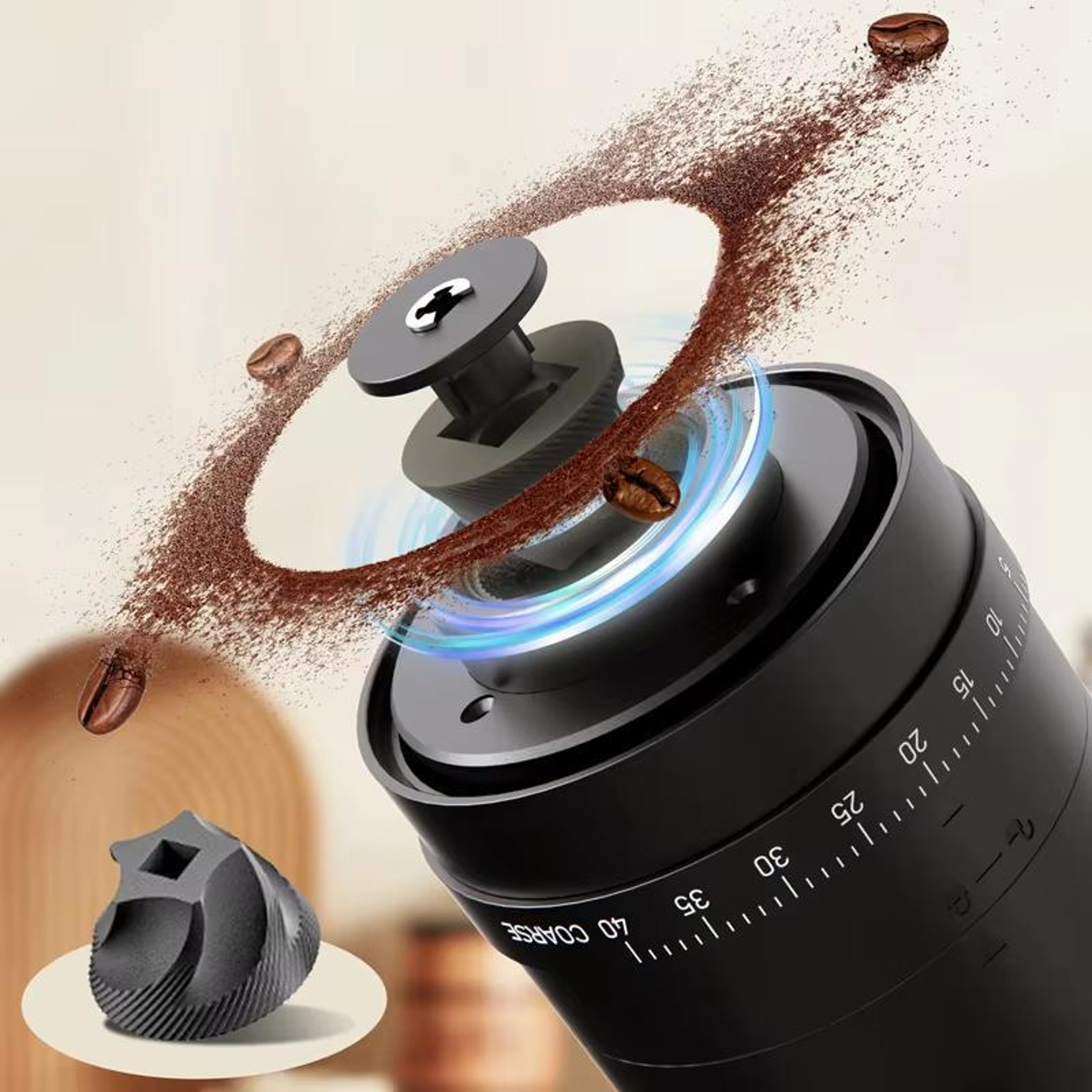 40-Setting Portable Electric Burr Coffee Grinder USB-C Rechargeable Ceramic Coffee Bean Grinder – view 4