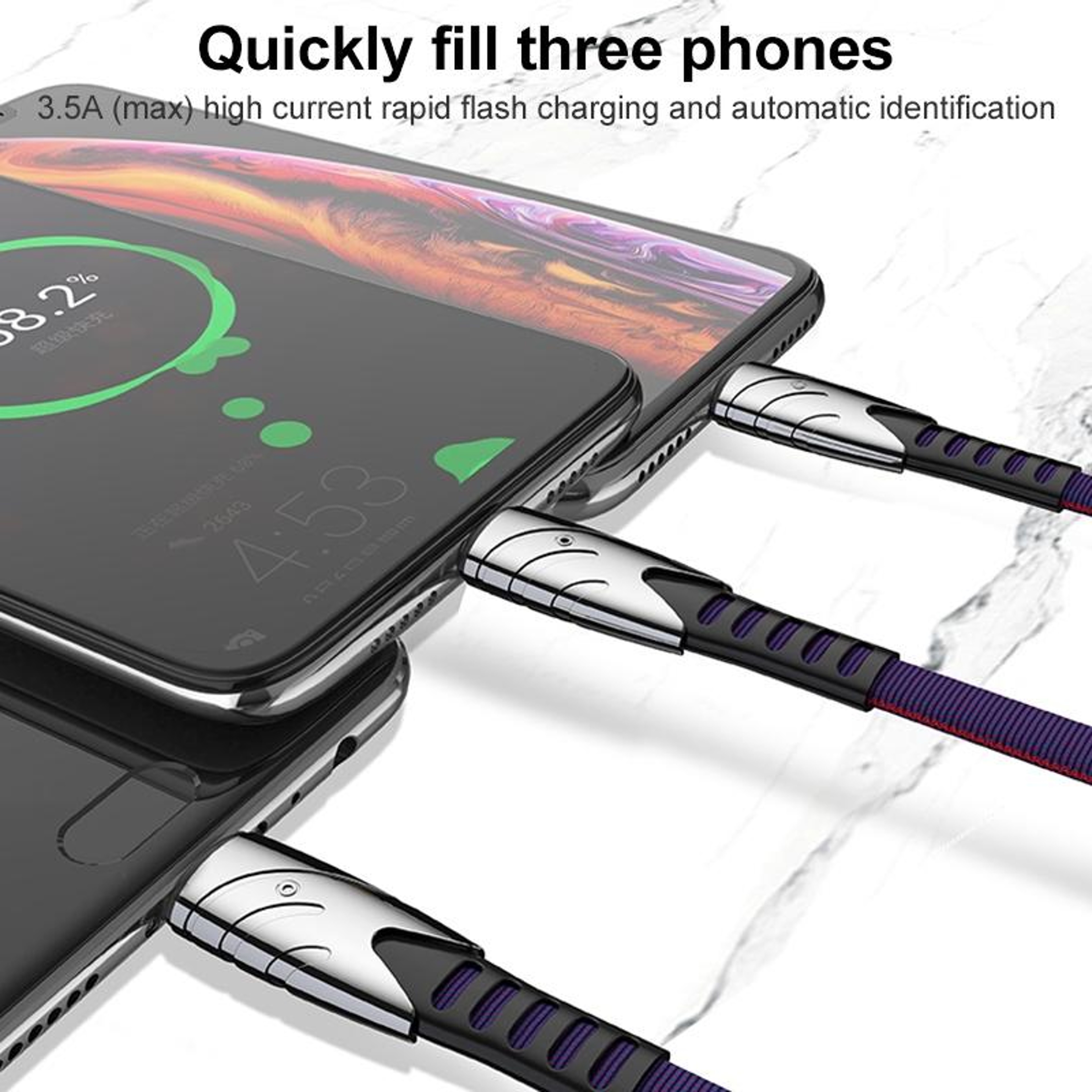 K051 3-in-1 Fast Charging Cable 1.2M Multi Connector USB Cable for iPhone, USB-C & Micro USB – view 7
