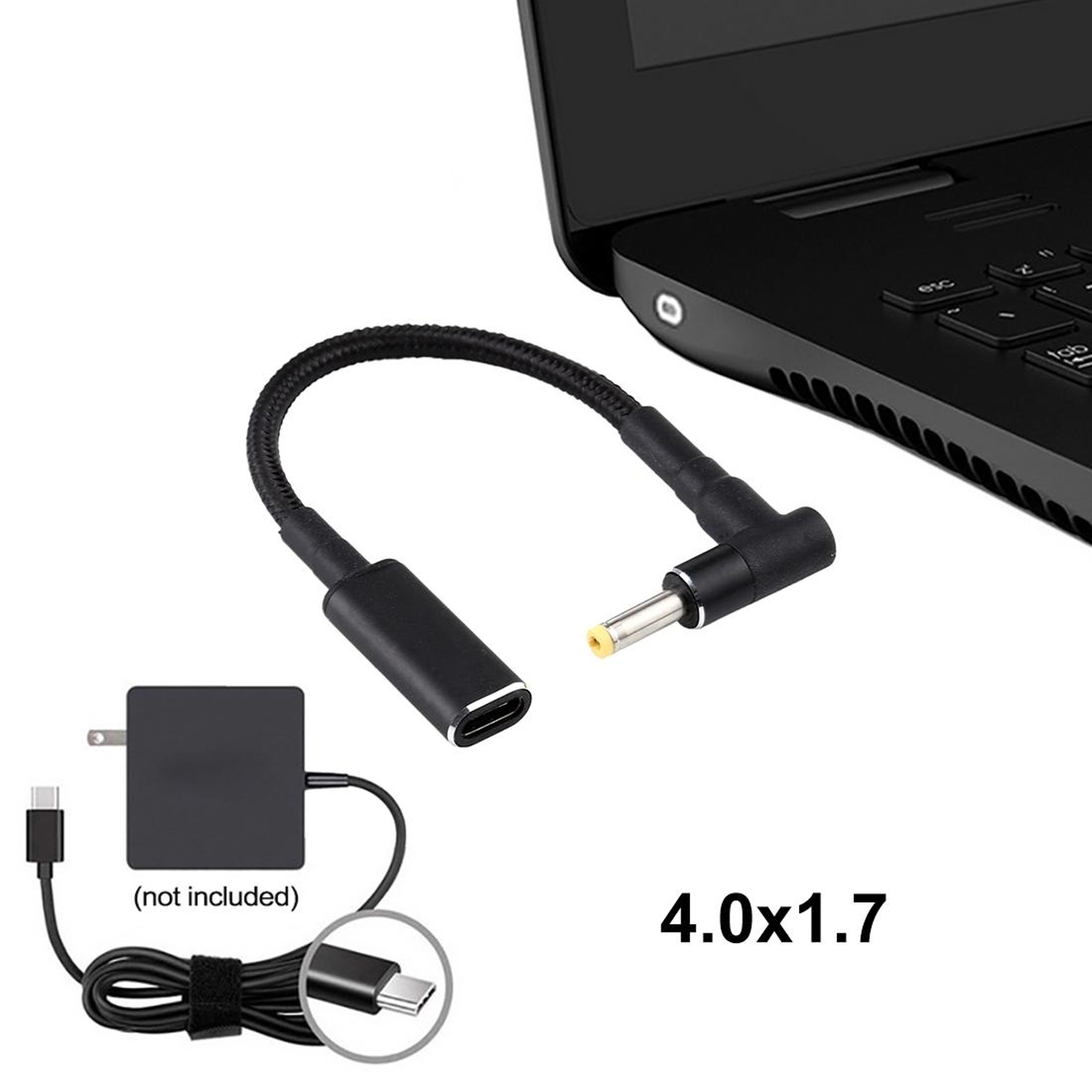 Right Angle USB C to Power Cable with Durable Nylon Braid – view 5