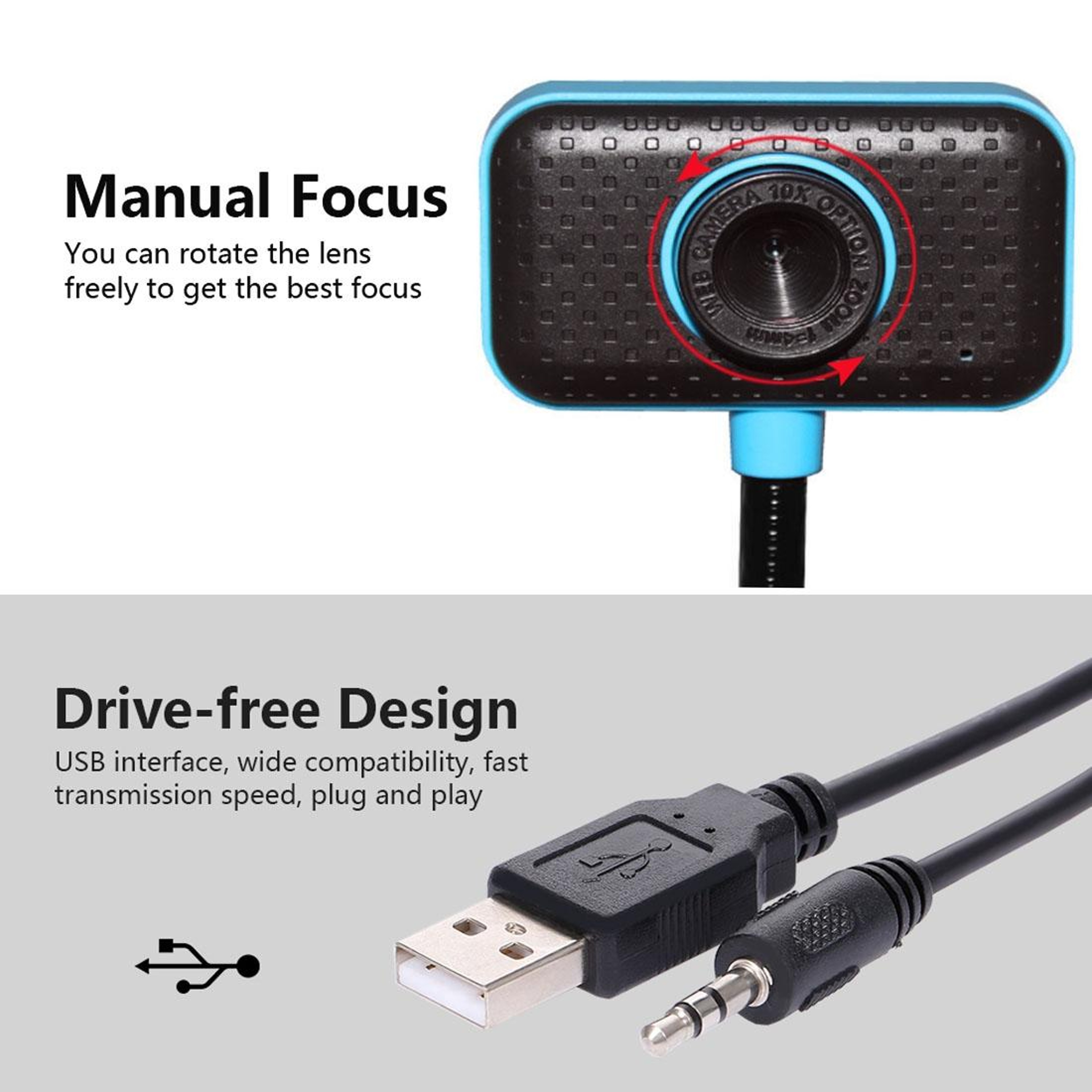 UltraClear USB Webcam with Microphone  Driverless Play Camera for PC & Laptop – view 3