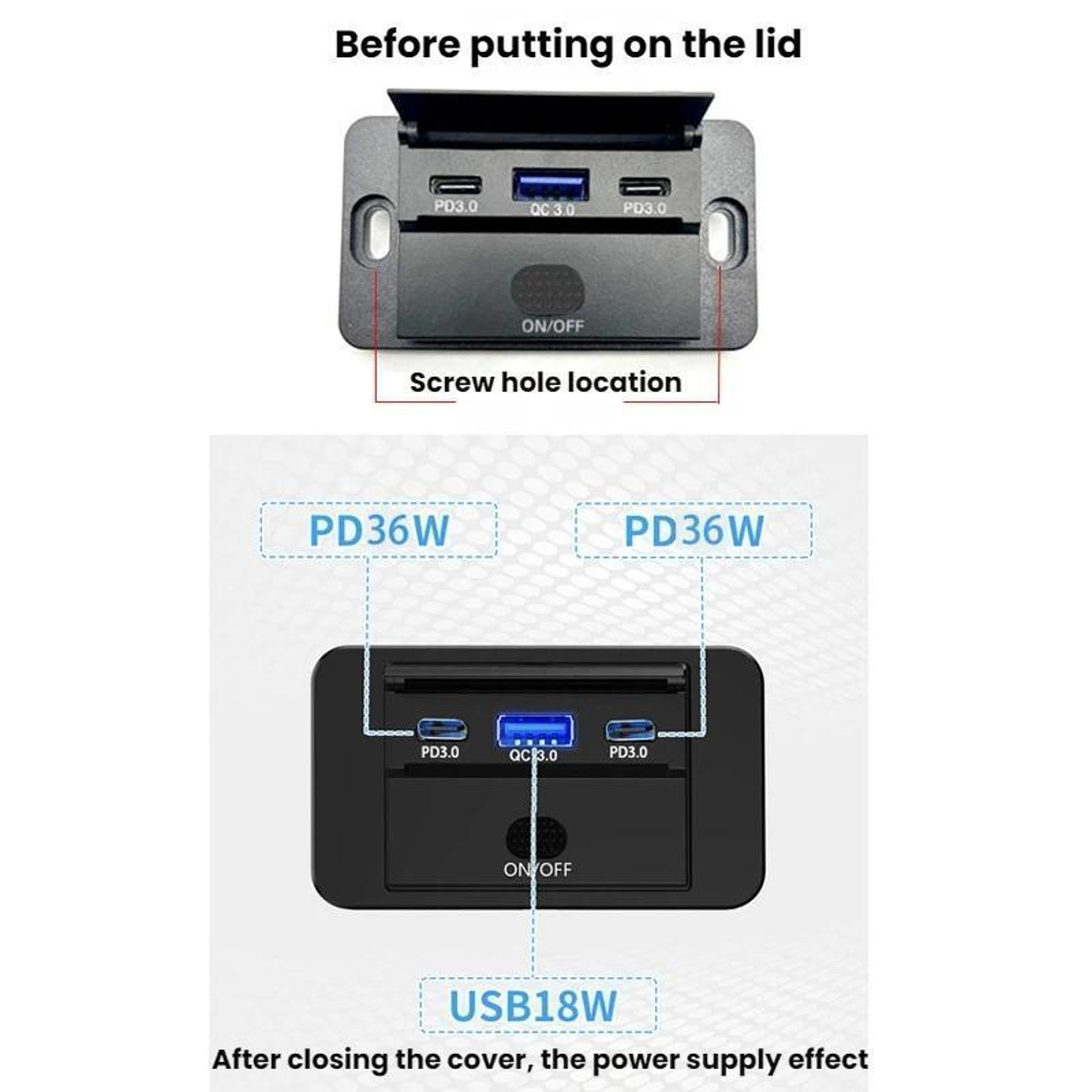 Premium 90W PD3.0 & QC3.0 Fast Car USB Charger Retrofit with Triple Ports – view 5