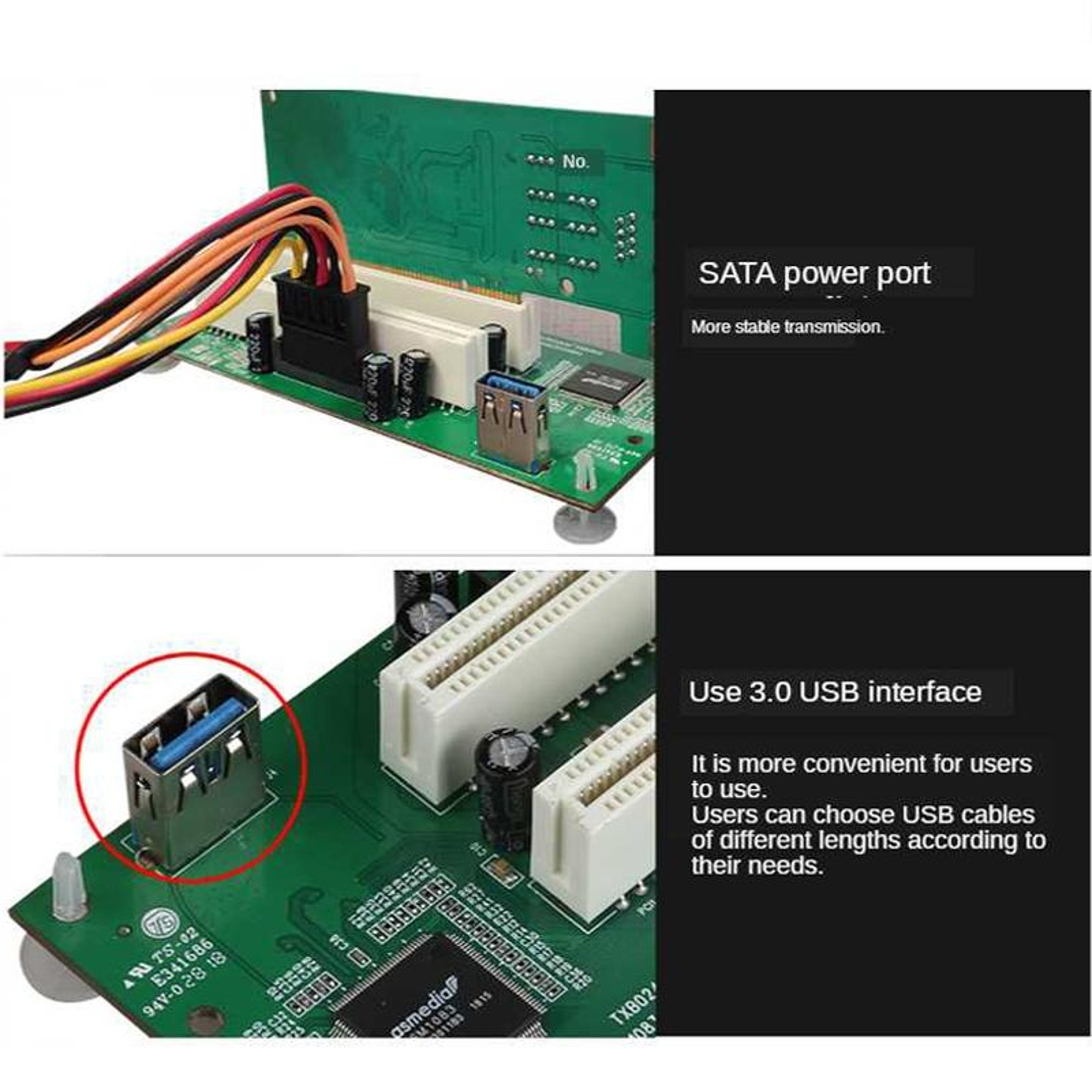 PCIe to Dual PCI Adapter Card USB 3.0 5Gbps Expansion Converter for Legacy PCI Devices – view 5
