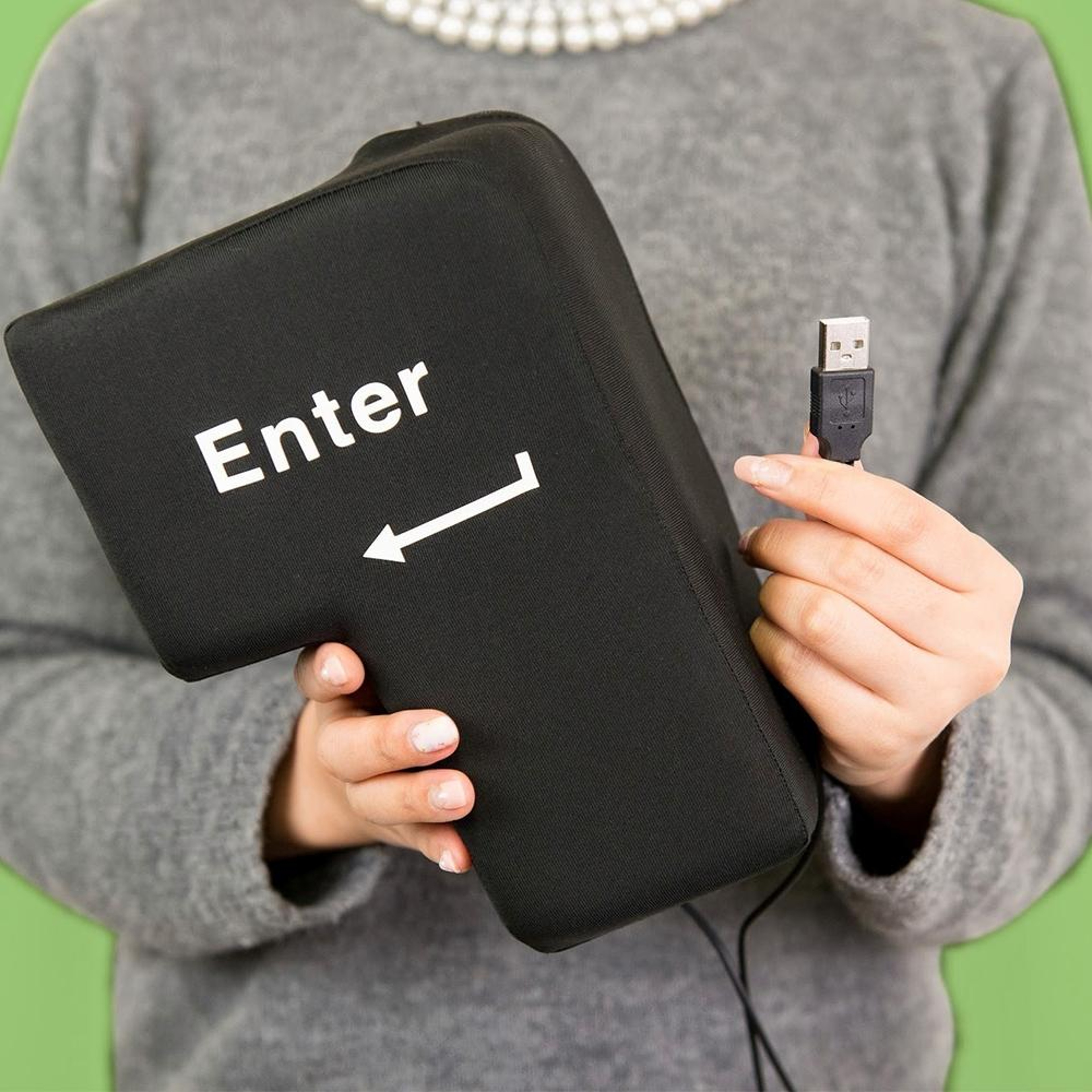 USB Giant Enter Key Stress Relief Pillow  Soft Desk Cushion & Fun Office Gadget – view 5