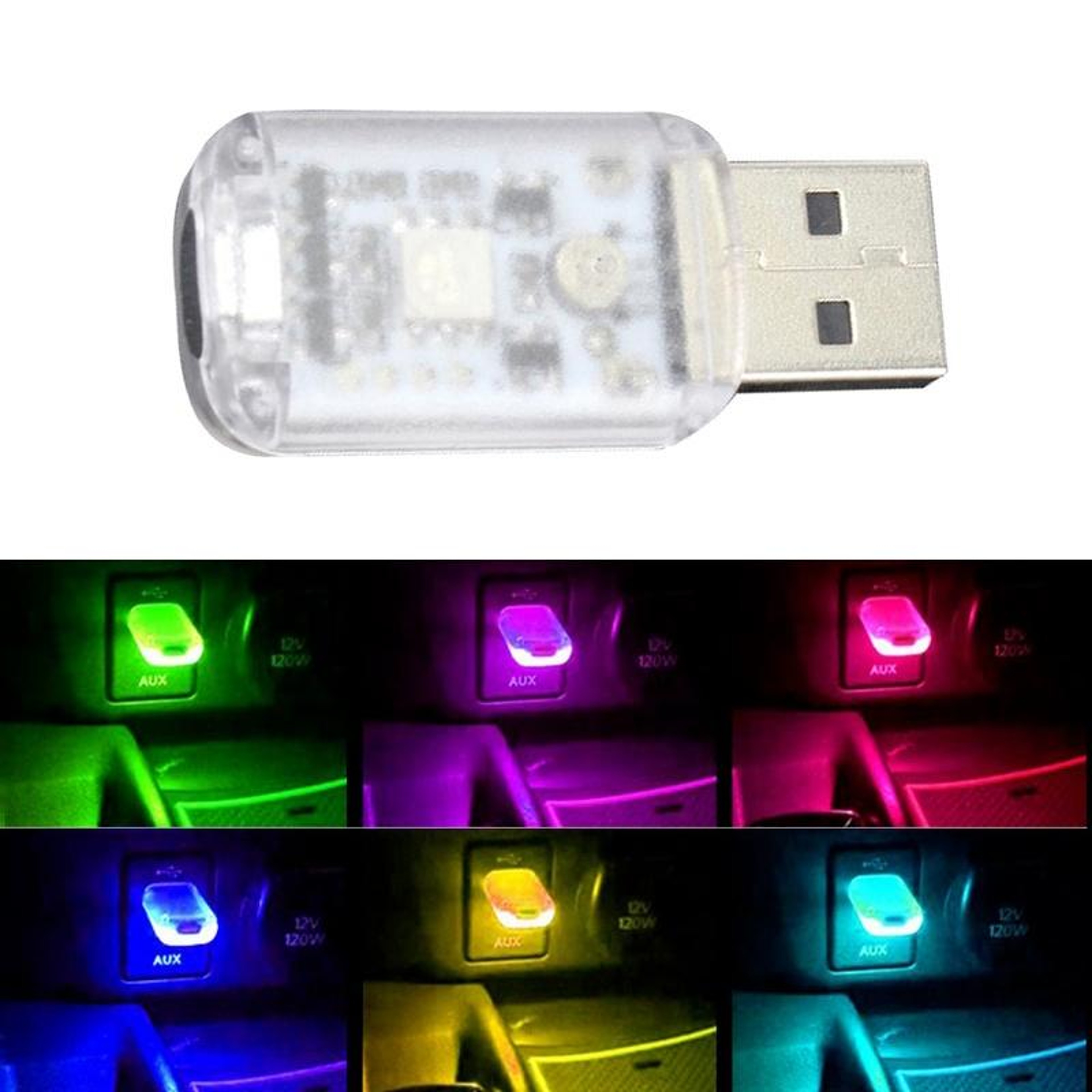 K6 USB Car Atmosphere Light with Sound Control and 7-Color LED Music Sync – view 1