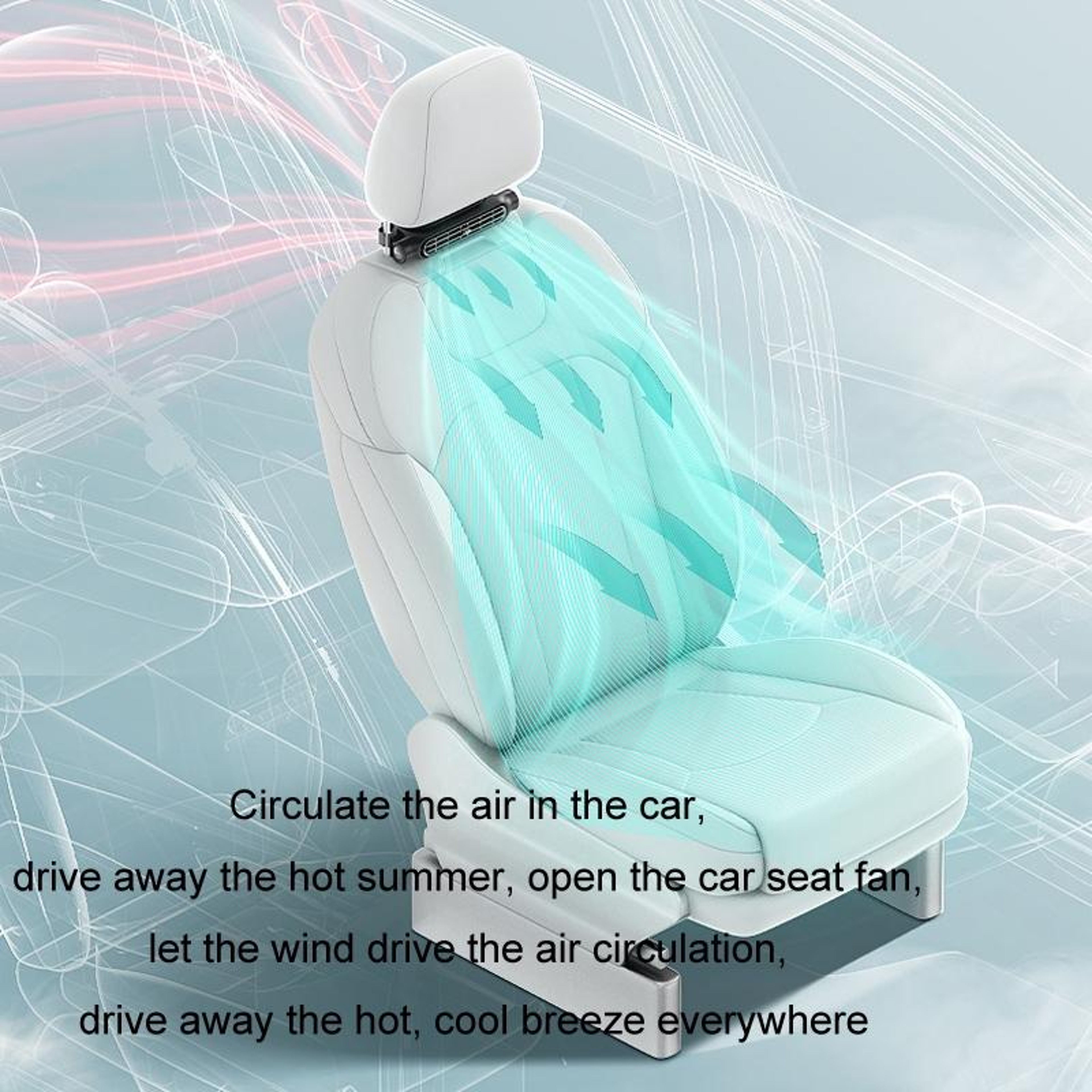 TurboFlow USB Car Seat Fan High Wind Back Seat Cooling Fan for Rear Passenger Comfort – view 4