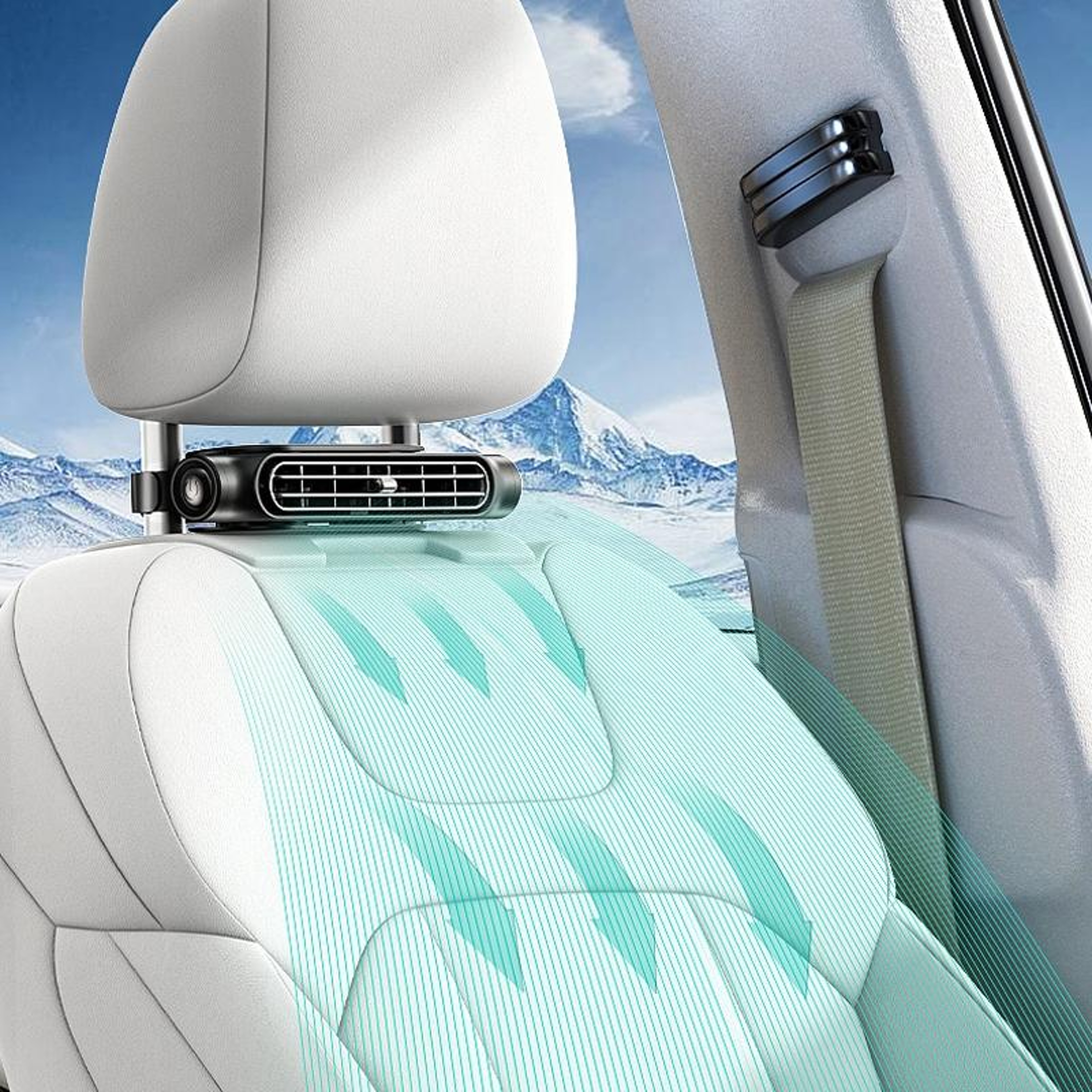 TurboFlow USB Car Seat Fan High Wind Back Seat Cooling Fan for Rear Passenger Comfort – view 6