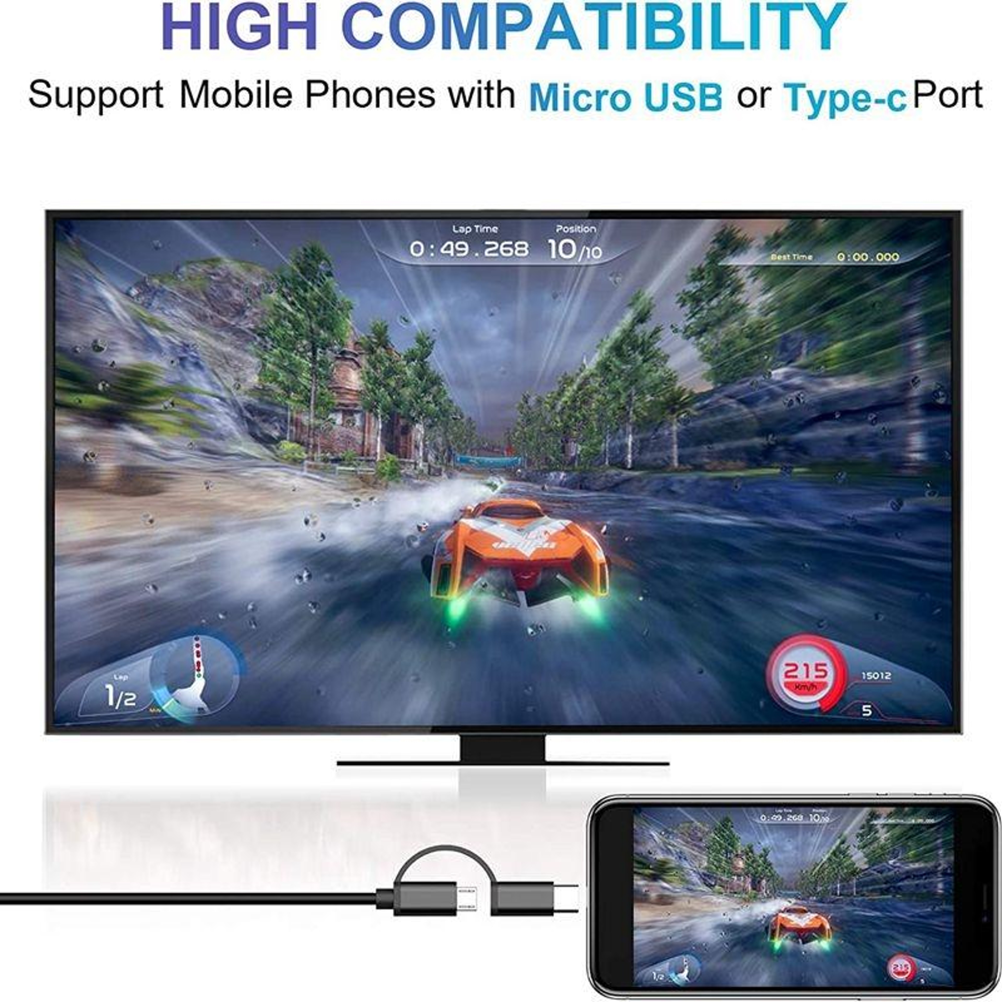 Weton 2-in-1 USB-C to HDMI Adapter & Micro USB MHL HDMI Mirroring Cable for Android Devices – view 9