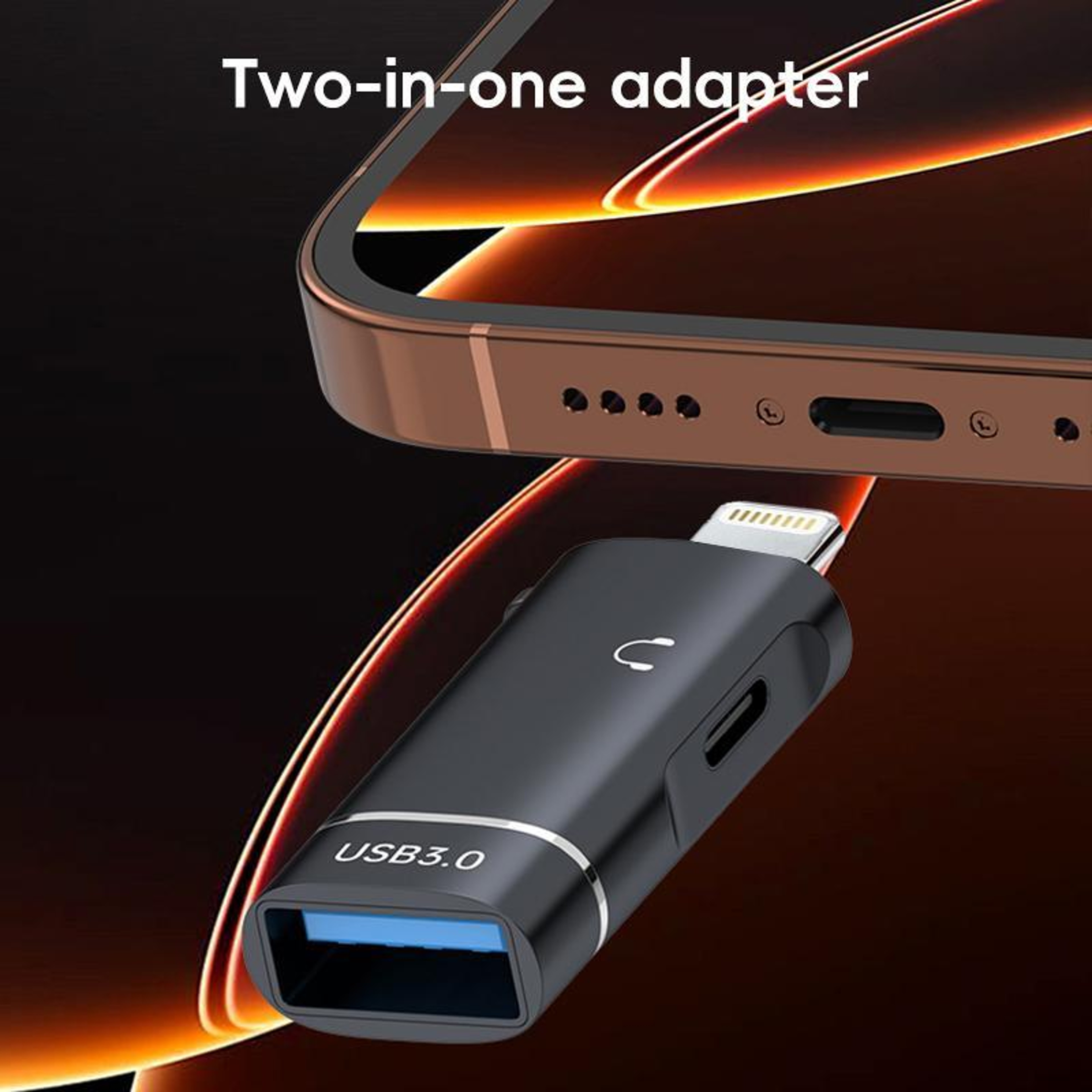 Lightning to USB 3.0 & USB-C Audio Adapter for iPhone Data Transfer and Headphone Expansion – view 2