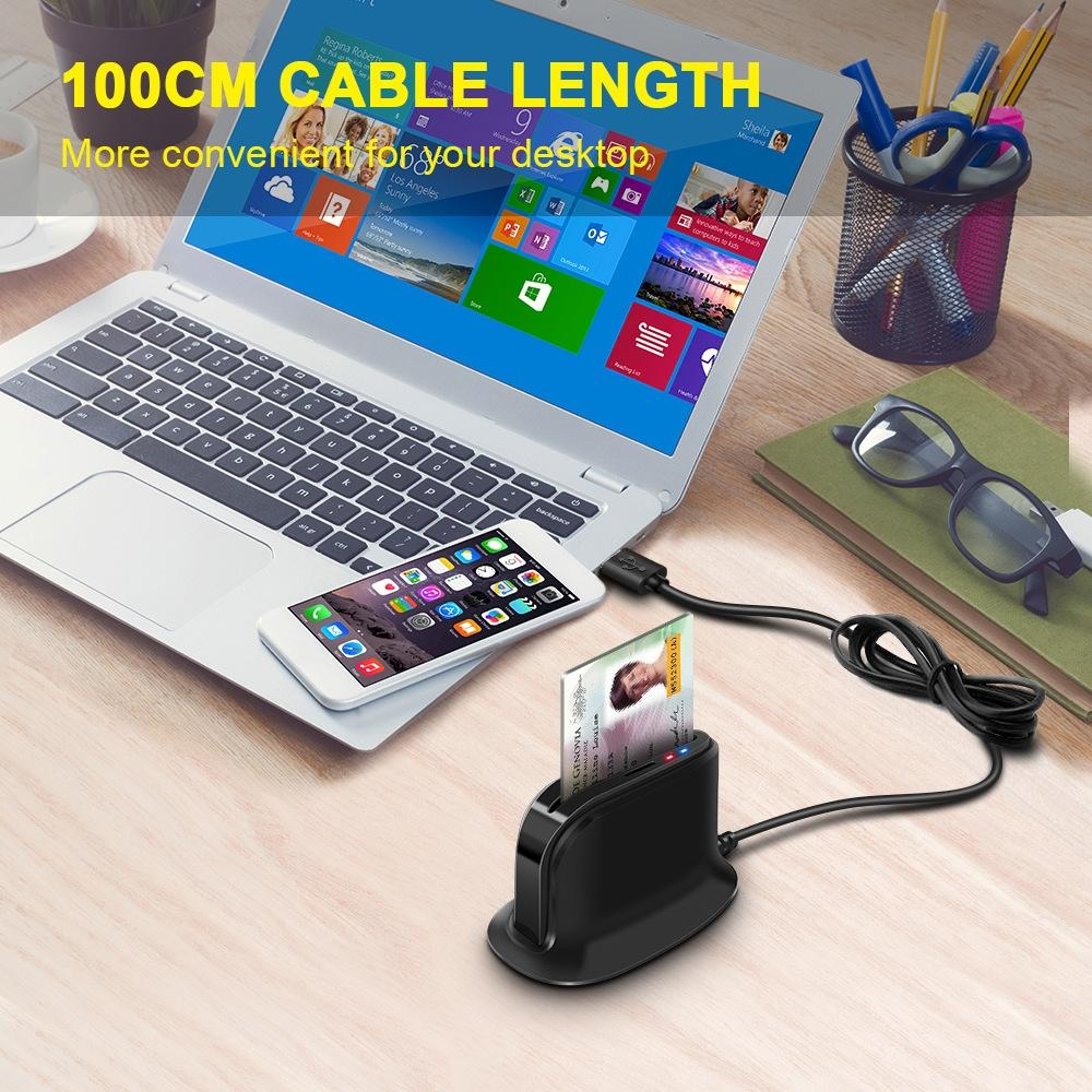 Rocketek SCR812 USB Smart Card Reader with CAC ID & TF Card Support – view 7