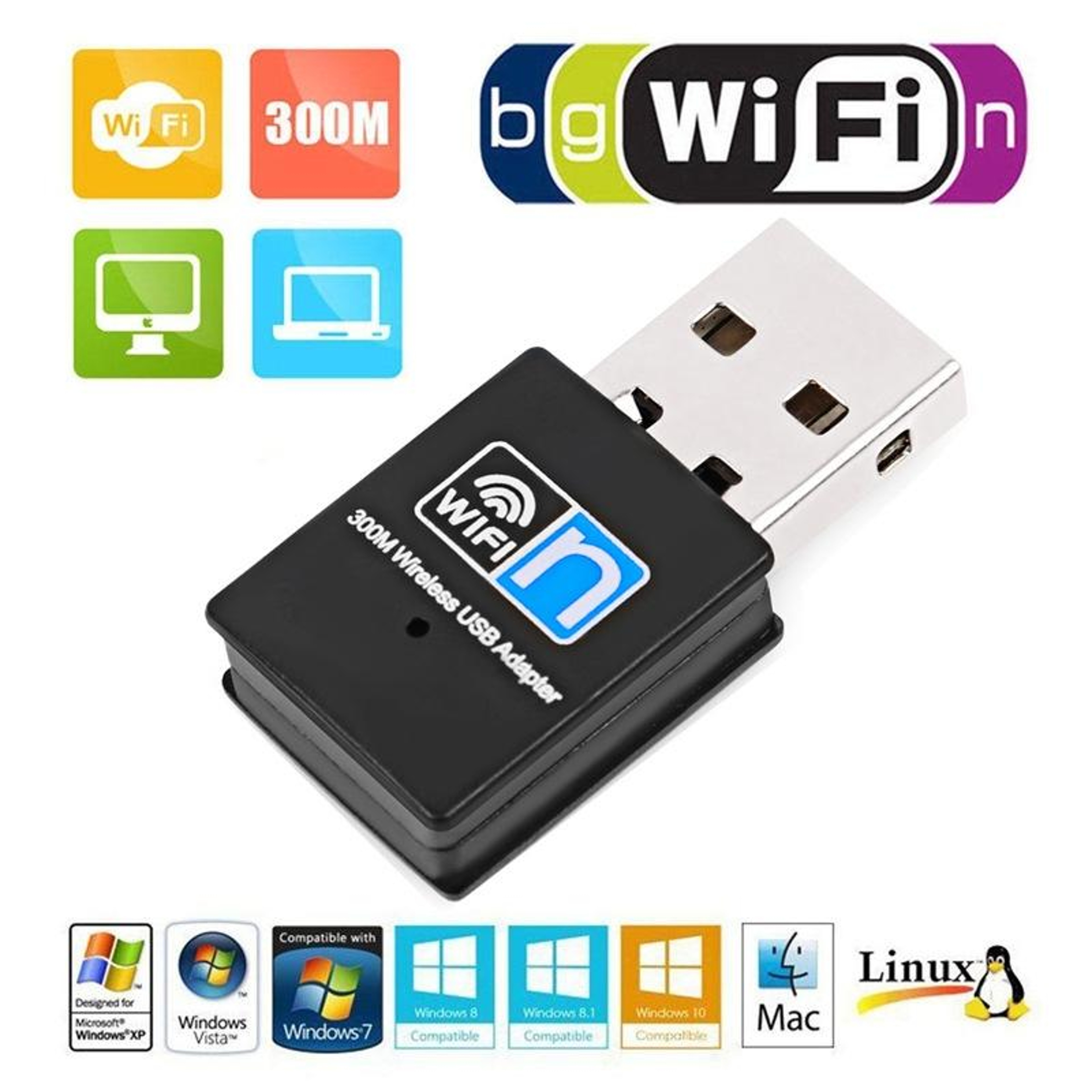 RTL8192EU 300Mbps USB WiFi Adapter Mini Wireless Network Card for PC & Linux – view 3