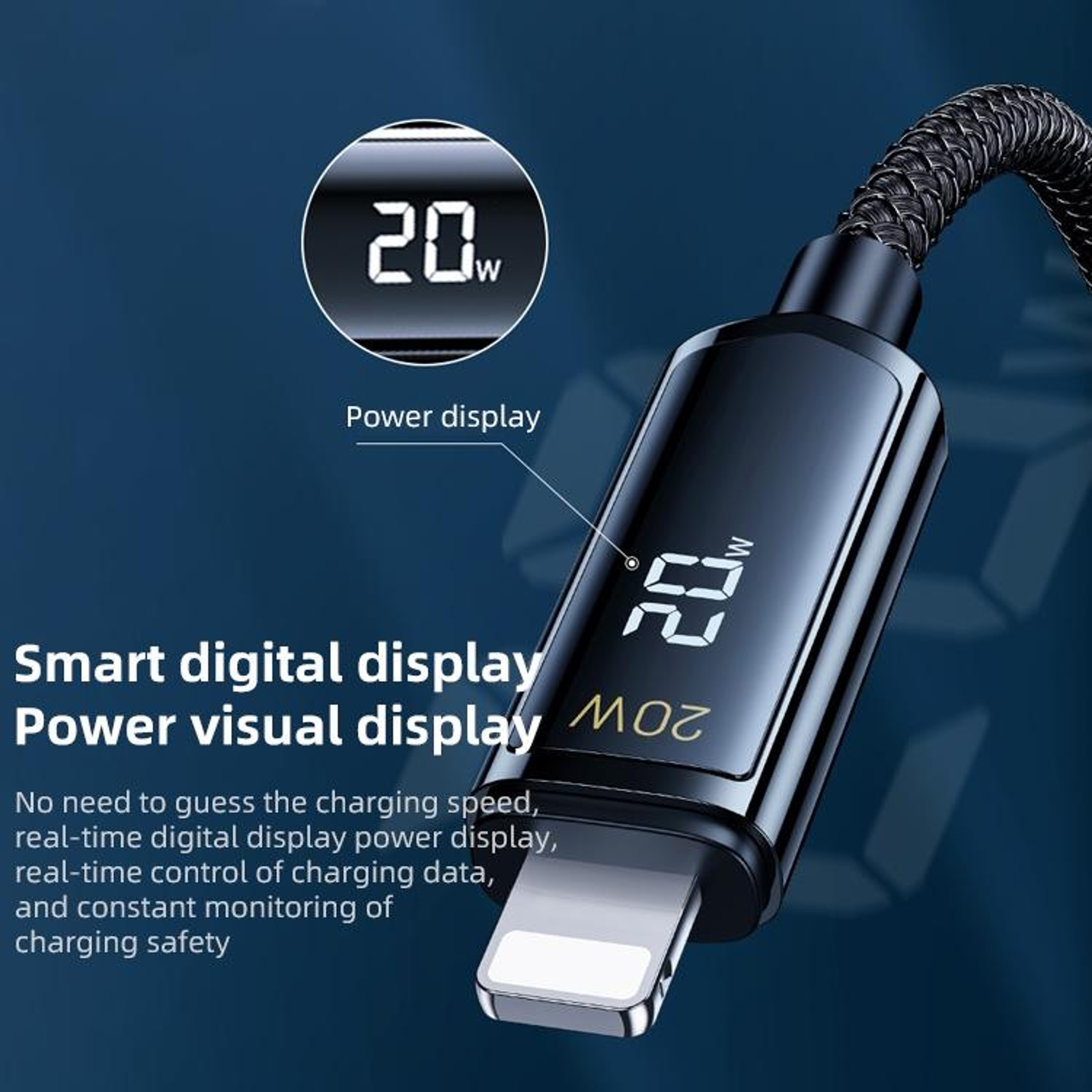 REMAX RC-128i 20W Fast Charging USB-C to Lightning Cable with Digital Display & Braided Design – view 5