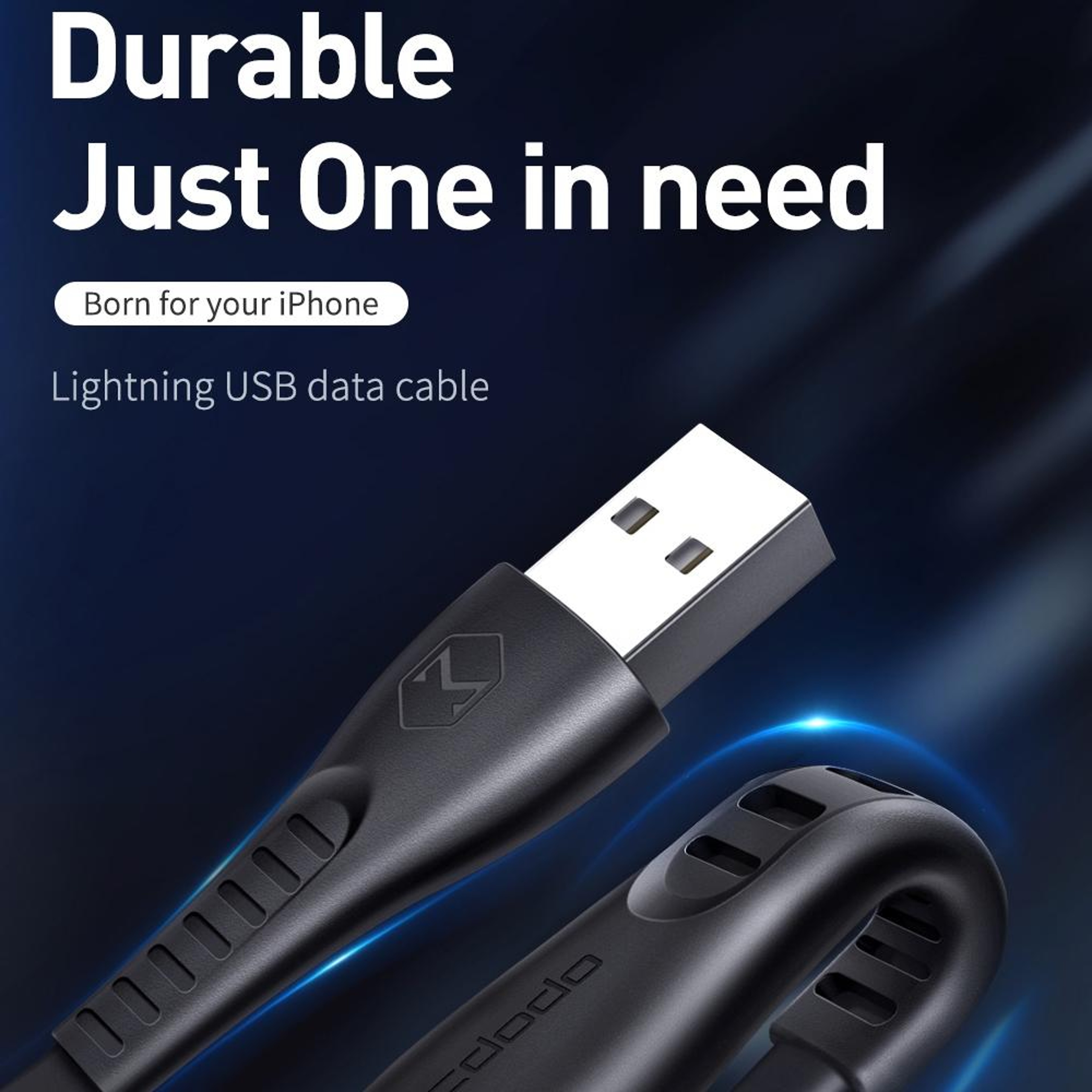 Mcdodo Flying Fish 1.8M Lightning Charging Cable with LED Light & Fast Data Sync – view 3
