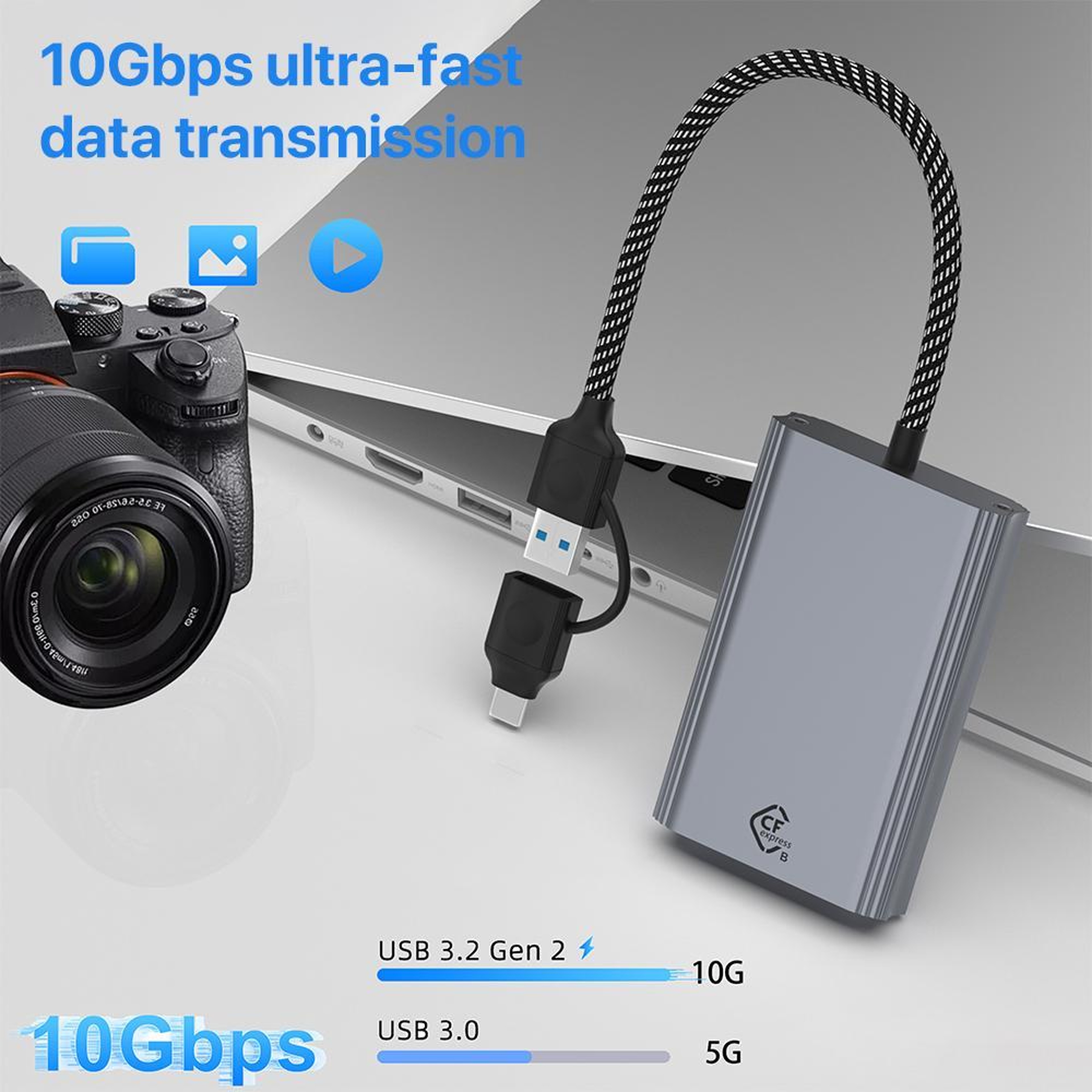 CFexpress Type B USB-C Card Reader 10Gbps High-Speed Memory Card Adapter – view 5