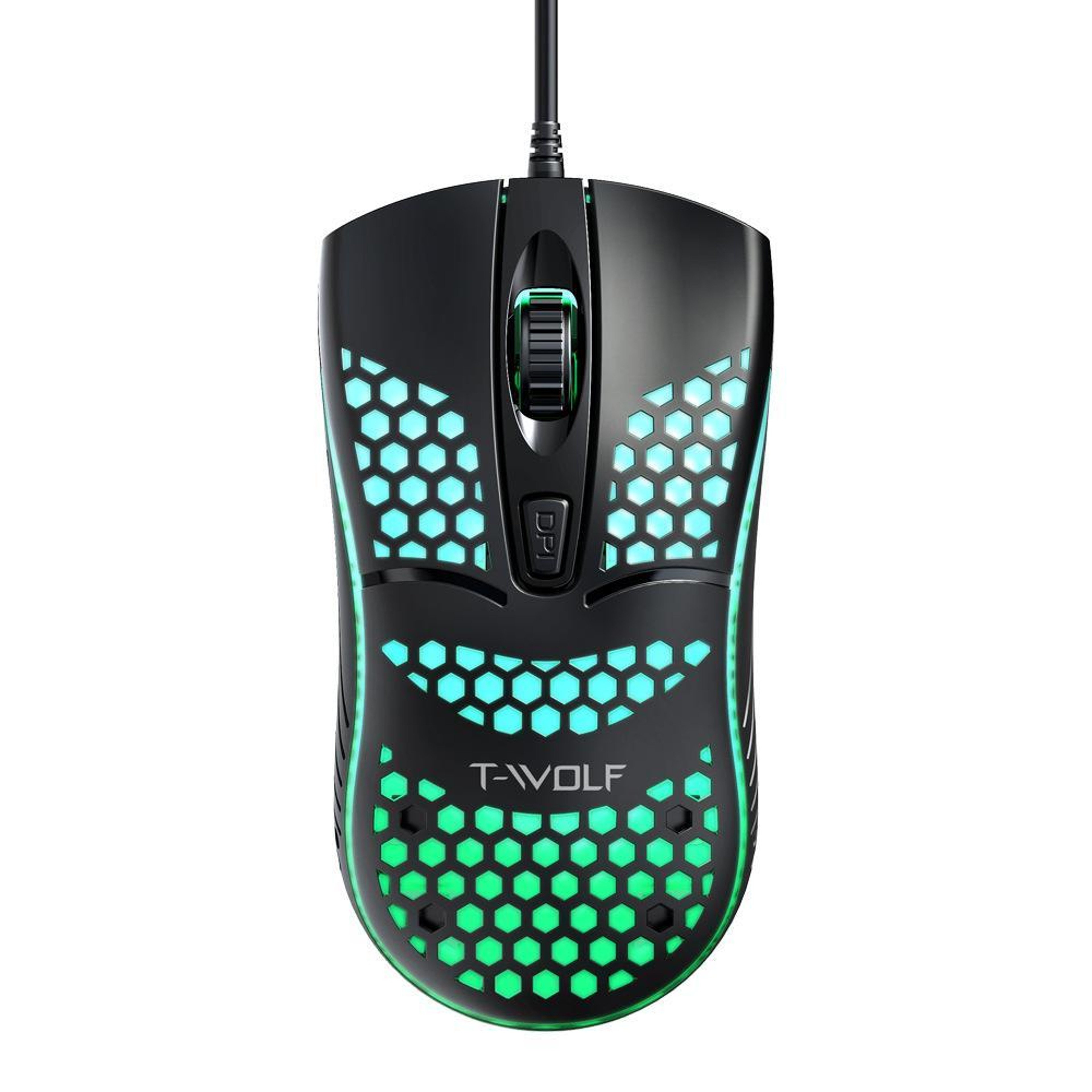 T-WOLF V15 Lightweight Honeycomb RGB Gaming Mouse with Adjustable DPI – view 1