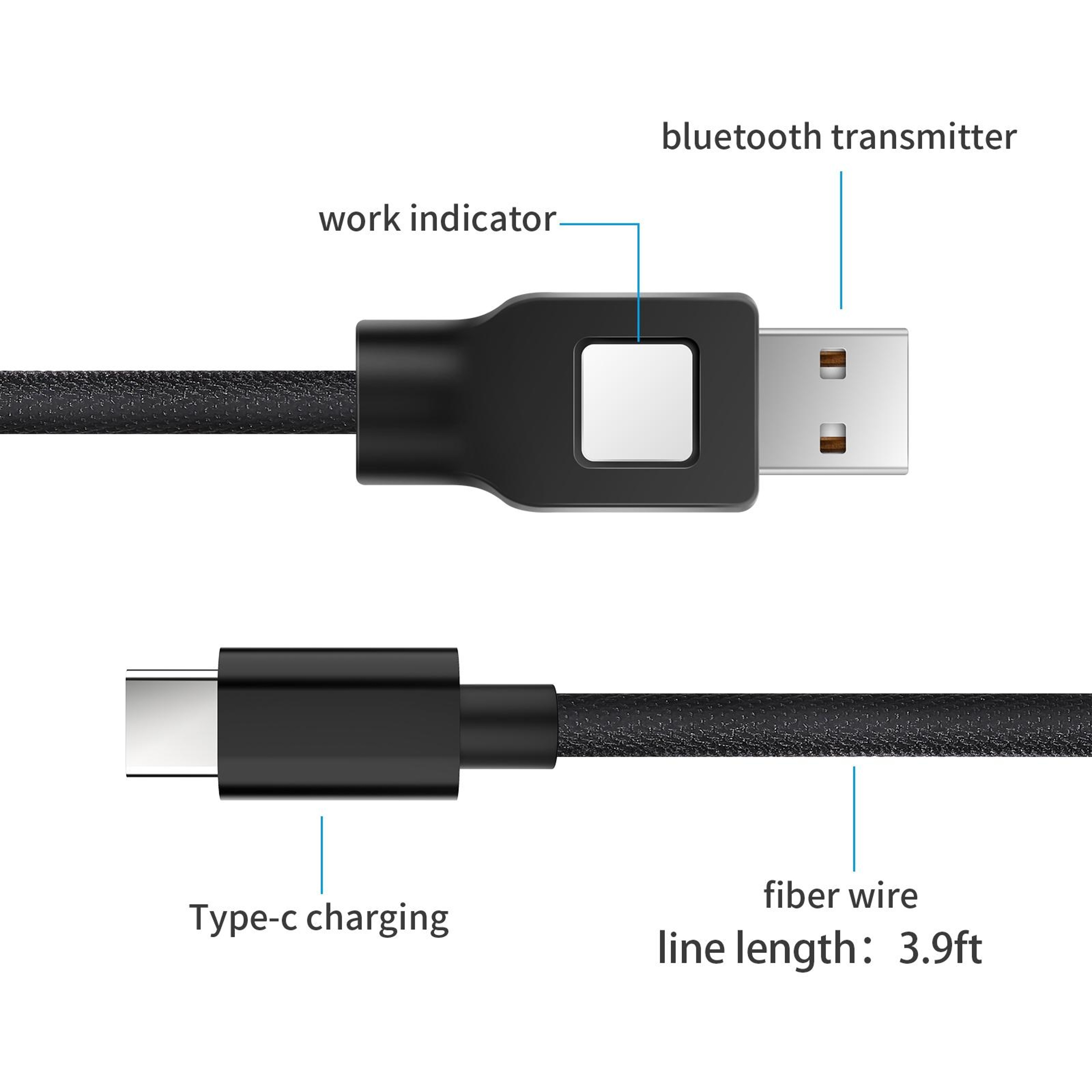 ZF170 1.2m USB to Type-C Charging Data Cable with Bluetooth Transmitter Function – view 6