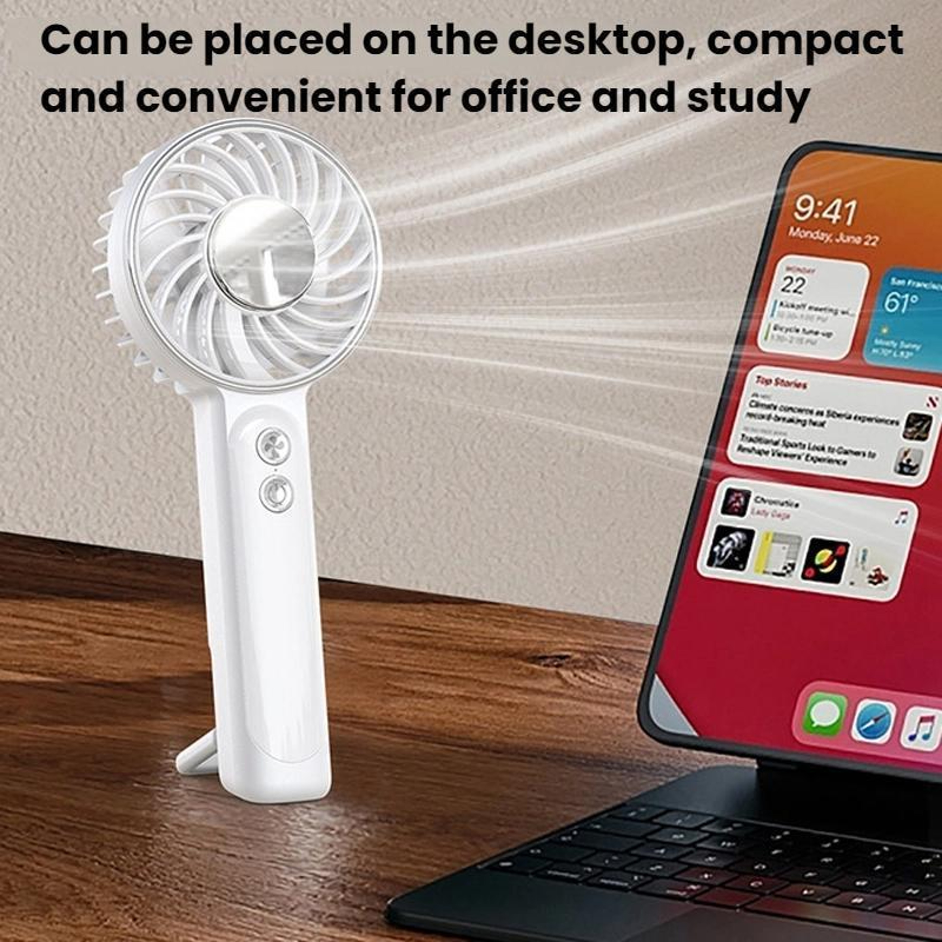 WT25 Portable Handheld & Desktop USB Rechargeable Fan with Lanyard Clip – view 12