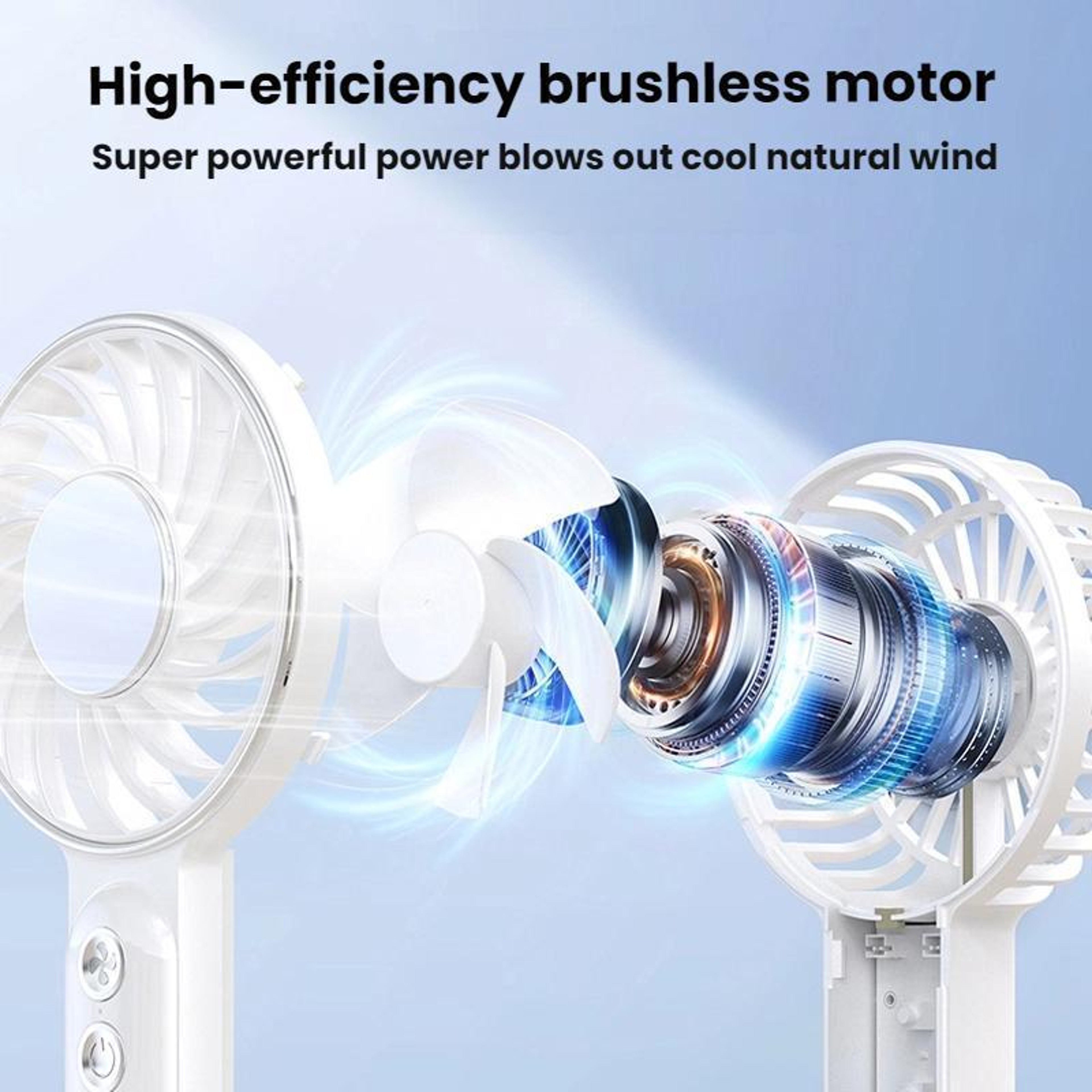 WT25 Portable Handheld & Desktop USB Rechargeable Fan with Lanyard Clip – view 9