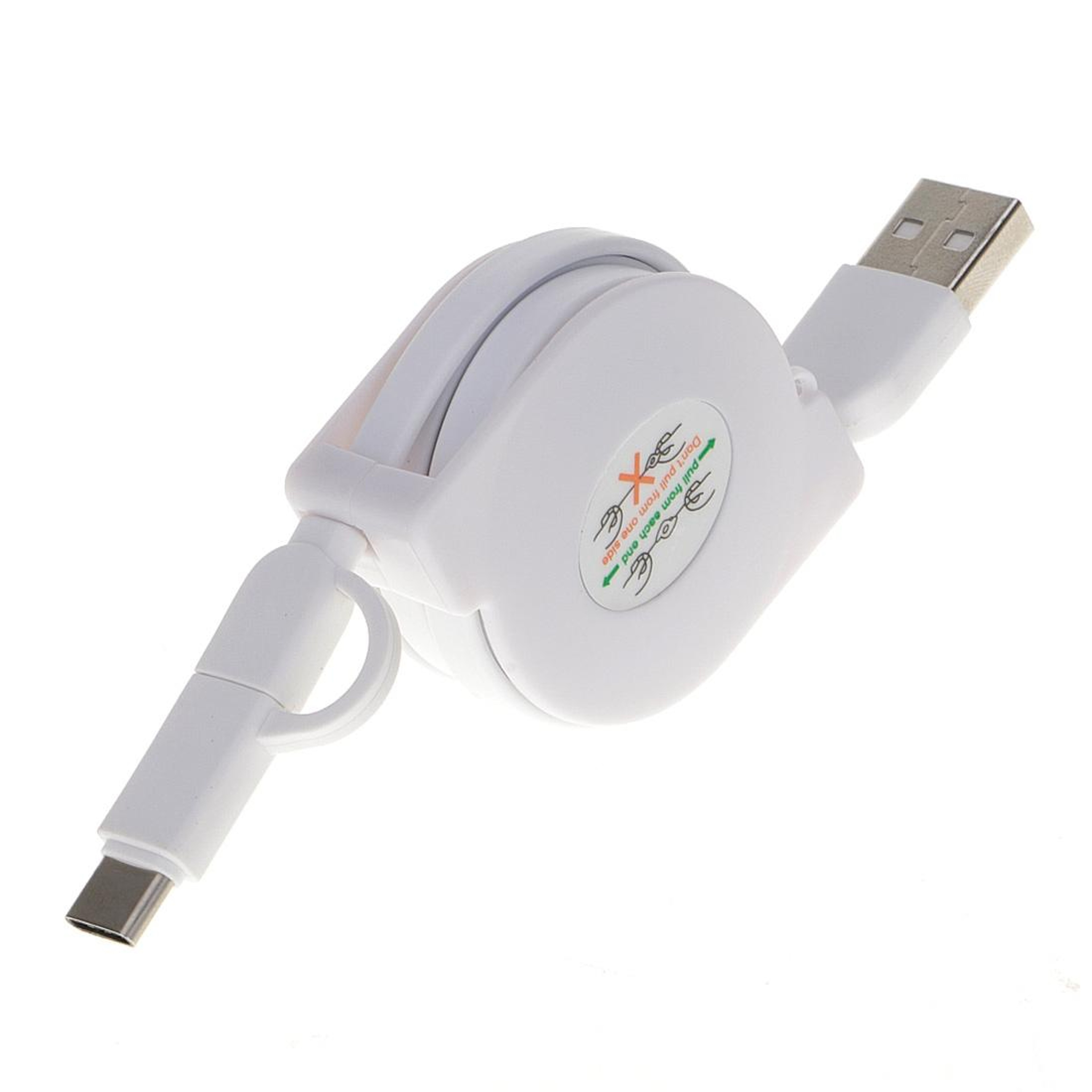 1m Retractable 2in1 Micro USB To TypeC Fast Charging  Data Sync Cable 9