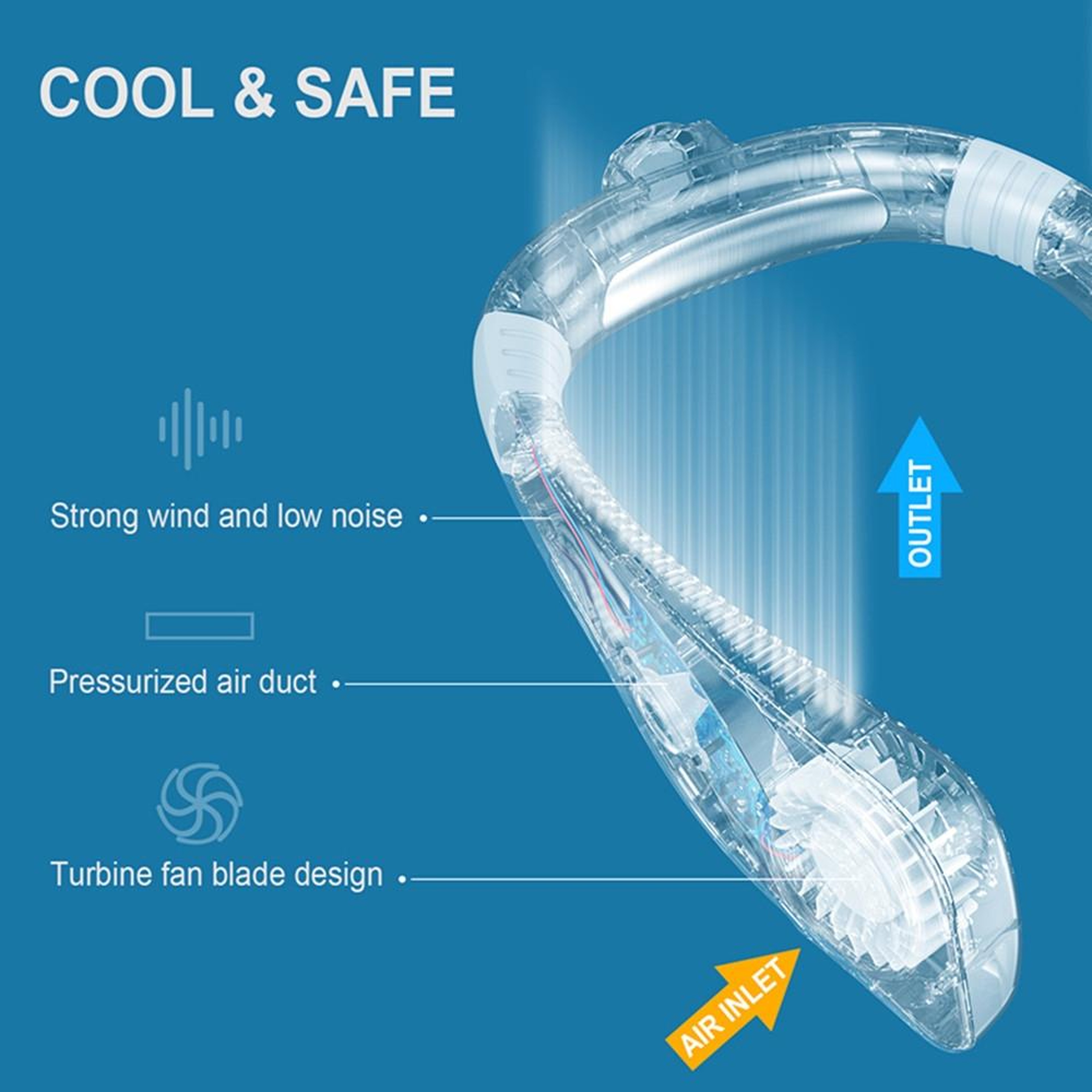 Aromatherapy Leafless Cooling Hanging Neck Fan USB Rechargeable Bladeless Neck Fan – view 6