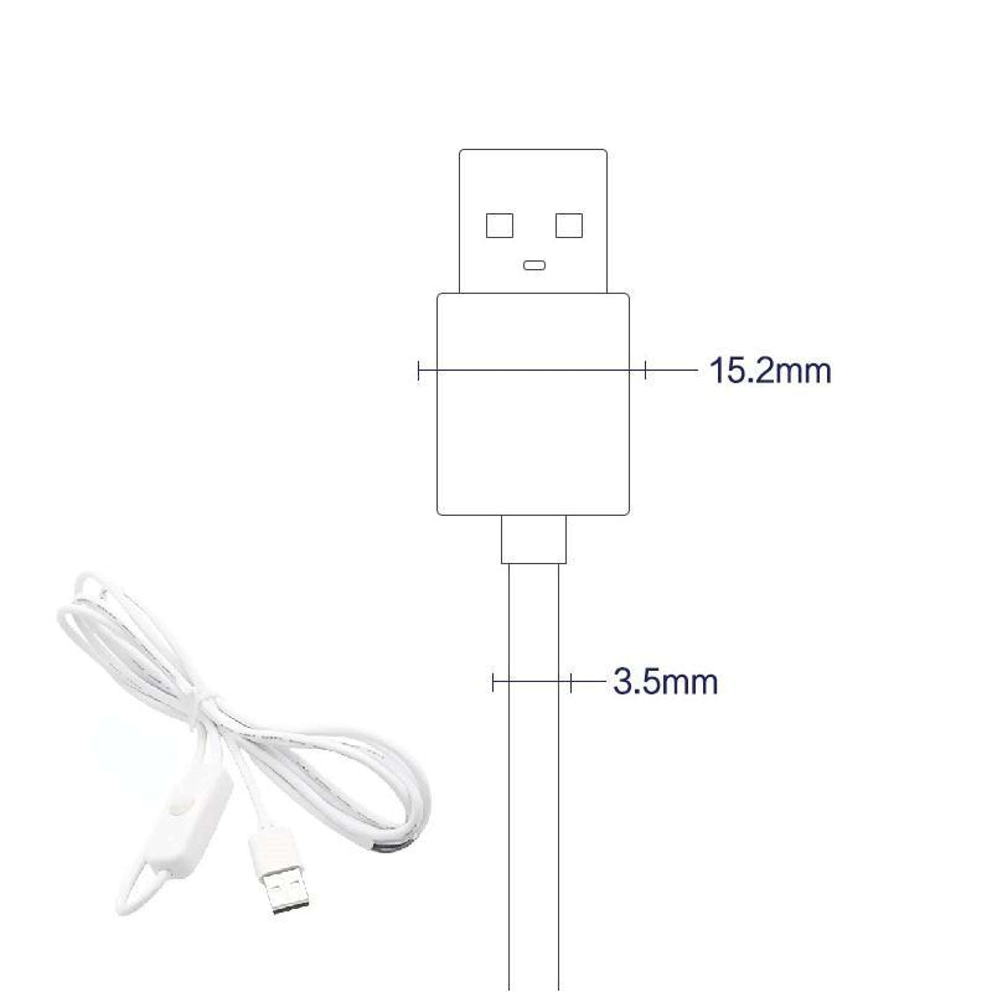 USB Power Switch Cable with On/Off Button, 2 Pin LED Strip Power Cord 2m – view 3