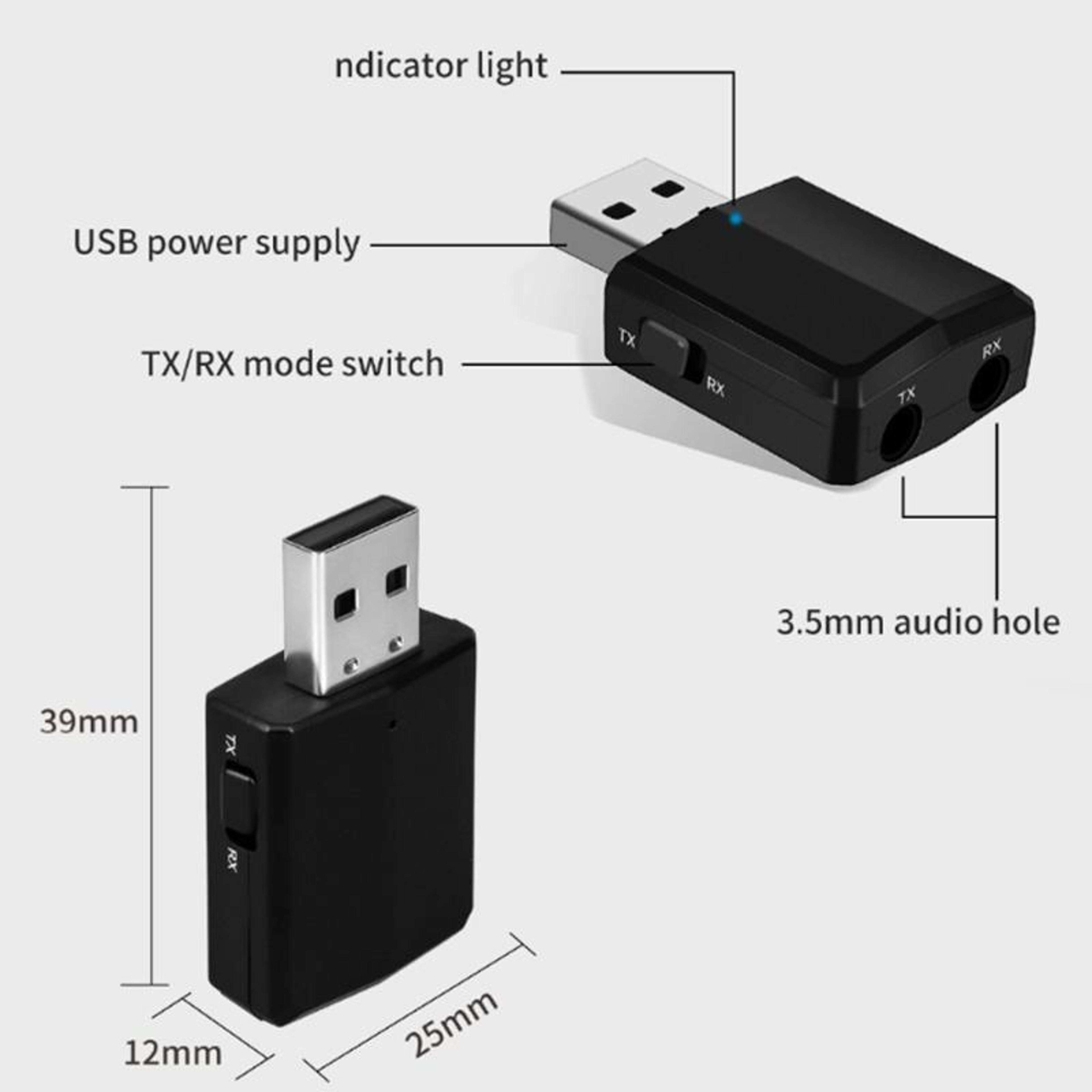 ZF-169 PLUS 3-in-1 Bluetooth 5.0 Car Audio Transmitter Receiver USB Adapter – view 2