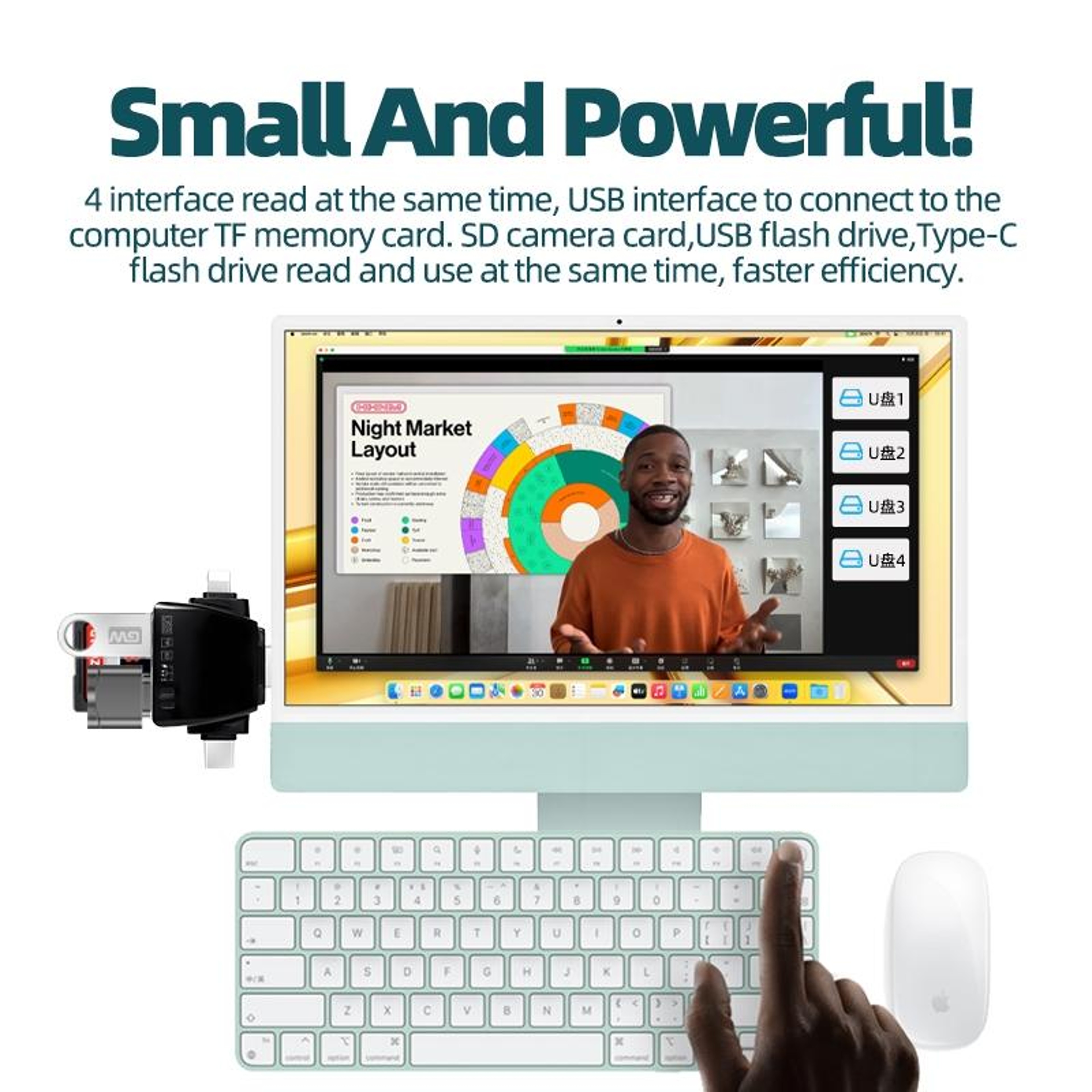 7-in-1 USB C & Lightning SD Card Reader with Audio Adapter for iPhone, iPad & Laptop – view 7