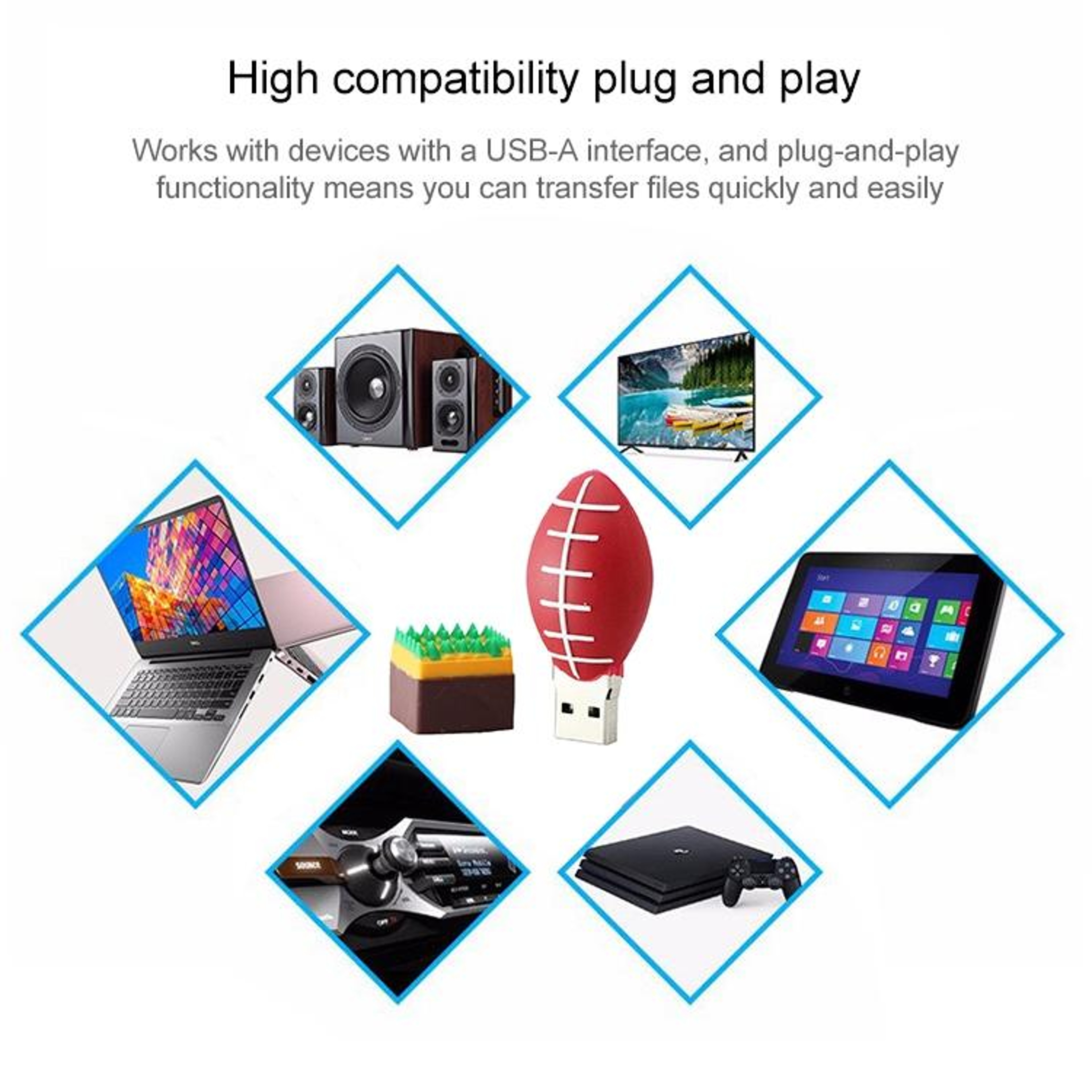 Rugby Ball USB Flash Drive 2GB Portable USB 2.0 Memory Stick – view 5