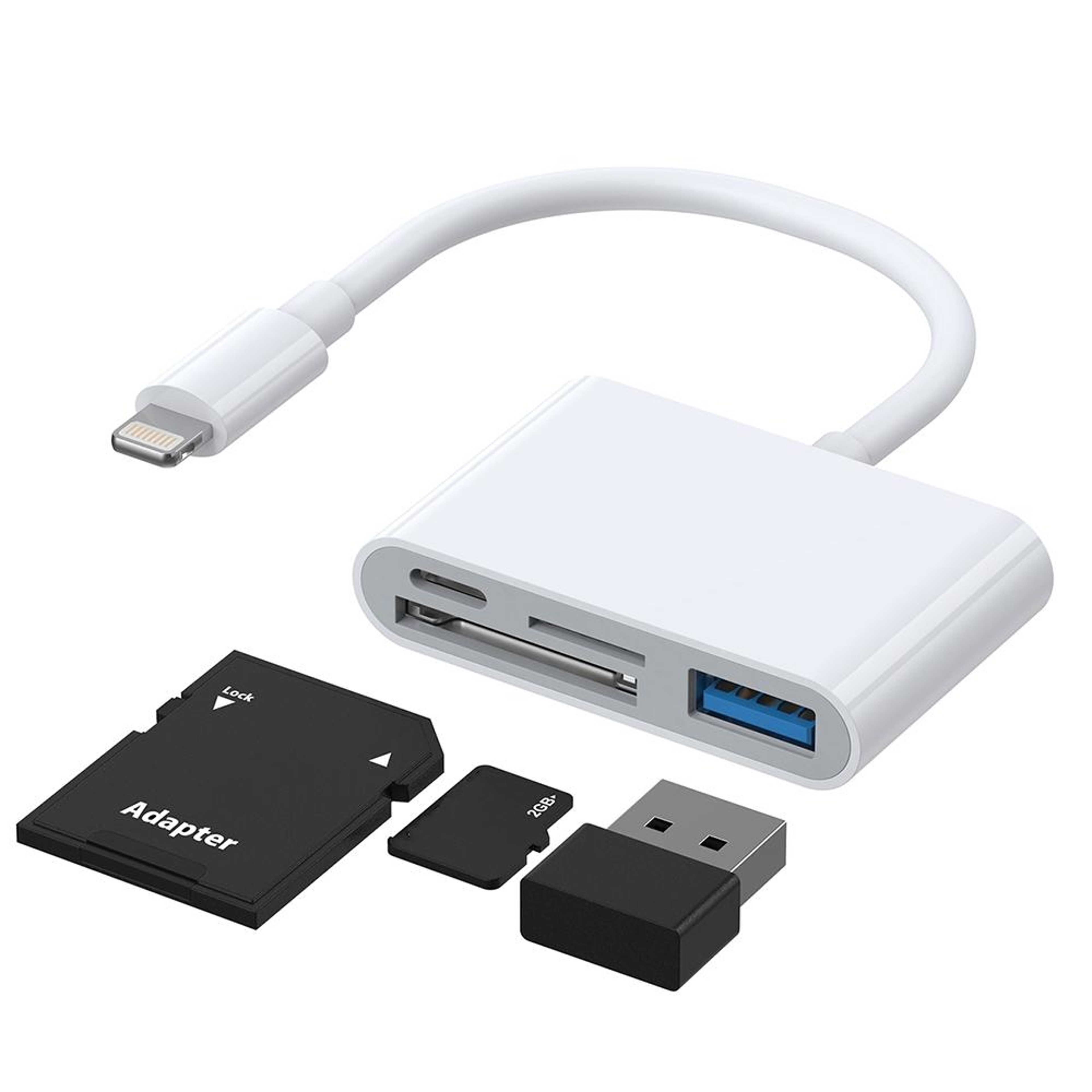 JOYROOM 4-in-1 Lightning SD & TF Card Reader OTG Adapter with USB and Charging Port – view 1
