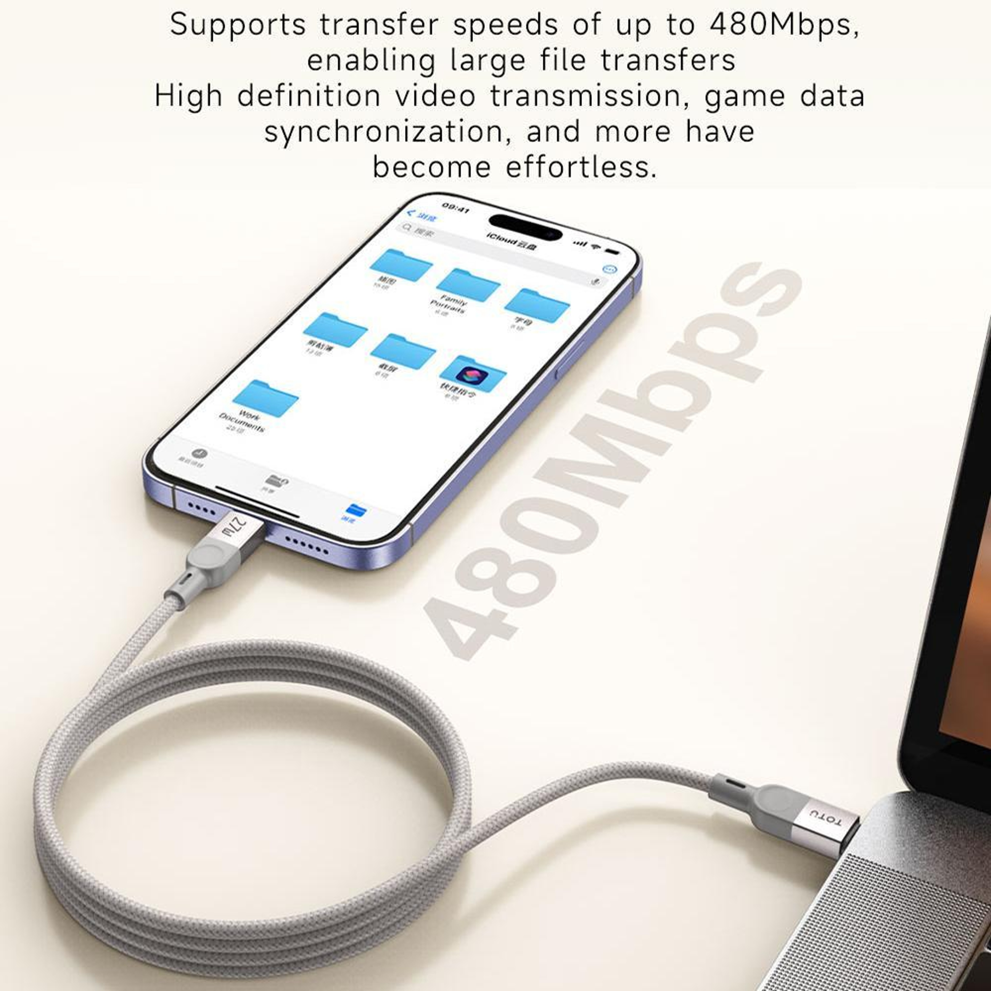 TOTU 27W Magnetic USB-C to Lightning Fast Charging Cable 1M Braided Data Sync Cable – view 9