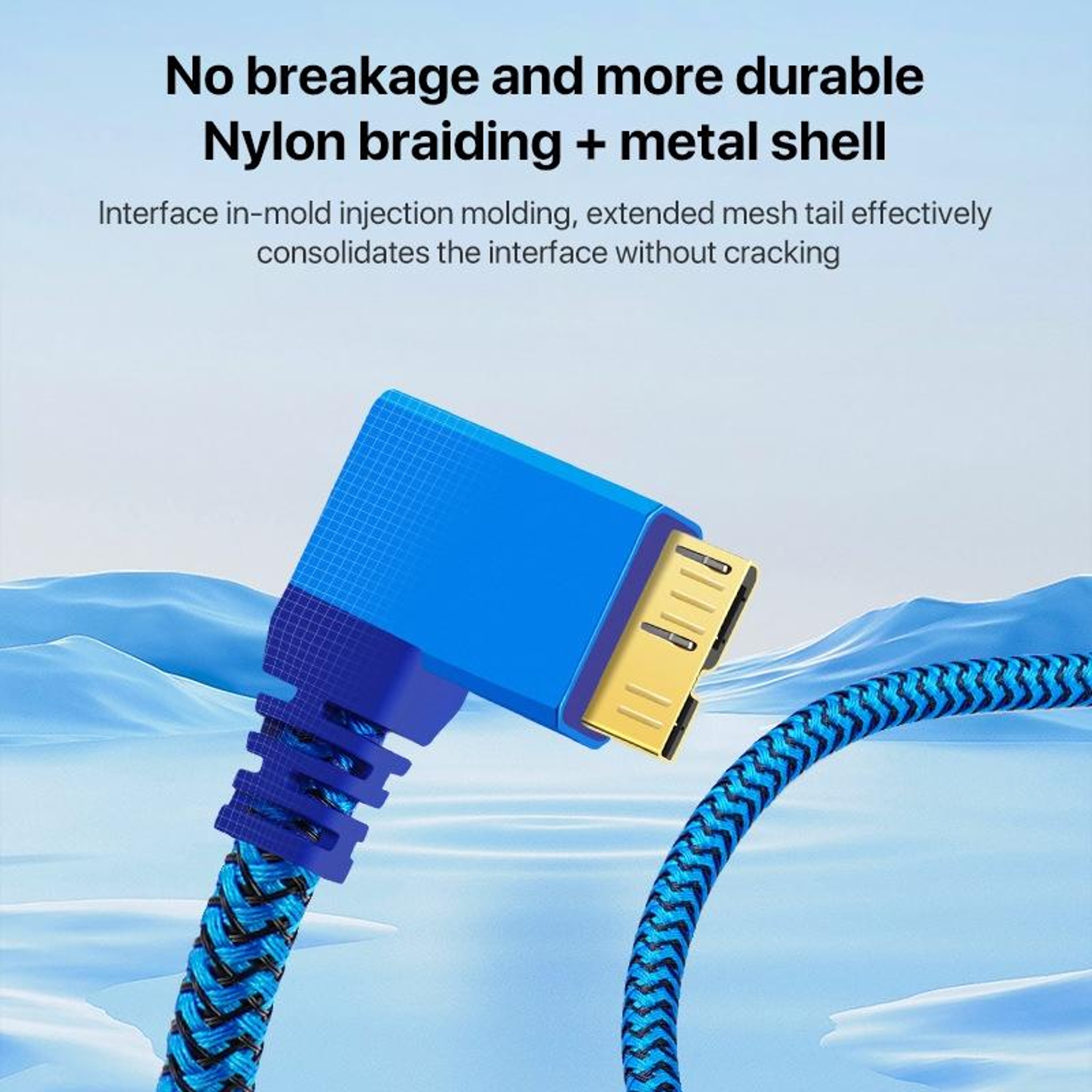 USB 3.0 Micro B Cable 1M Nylon Braided External Hard Drive Data Transfer Cable – view 4
