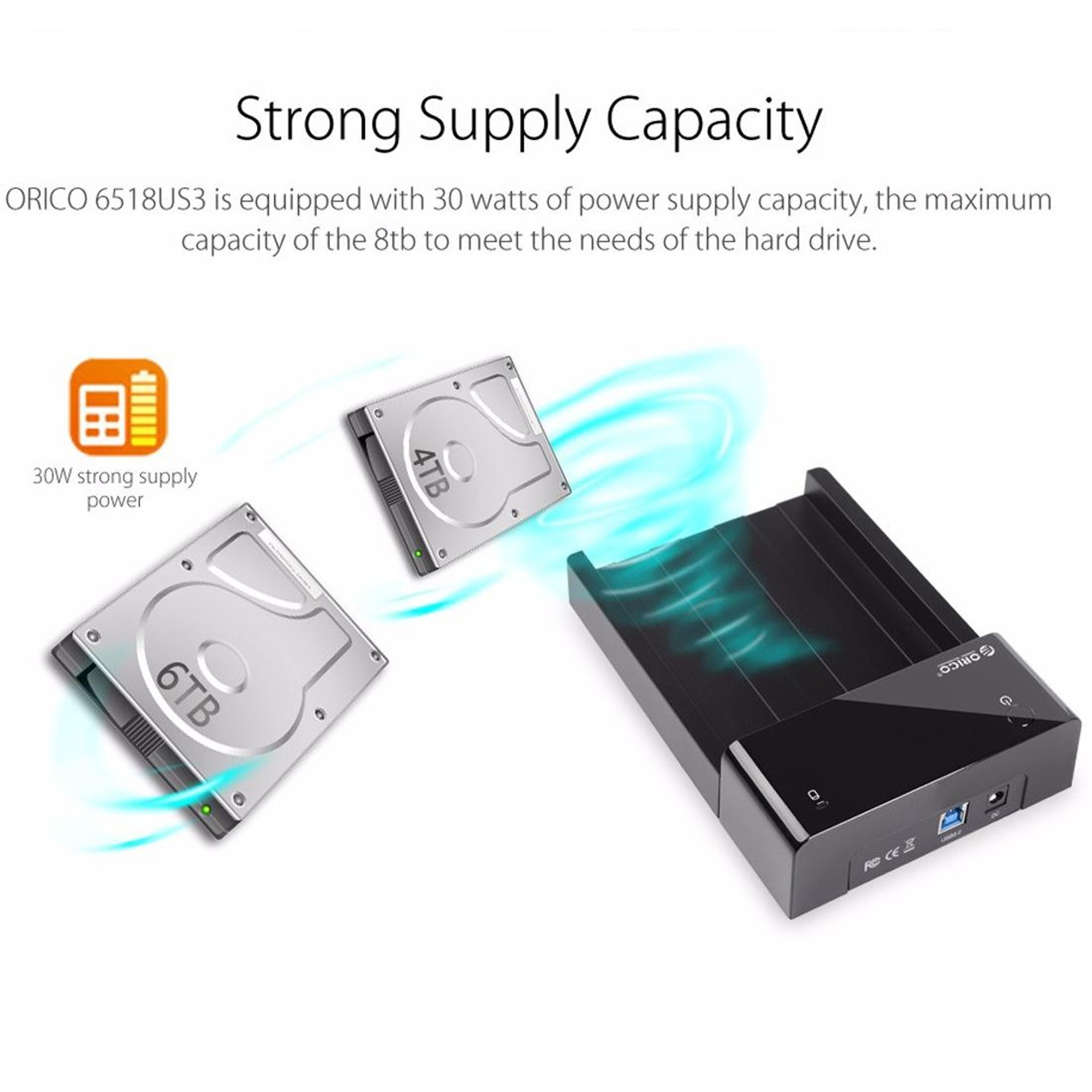 ORICO USB 3.0 HDD Docking Station Tool-Free External Hard Drive Enclosure for 2.5" & 3.5" SATA Drives – view 4