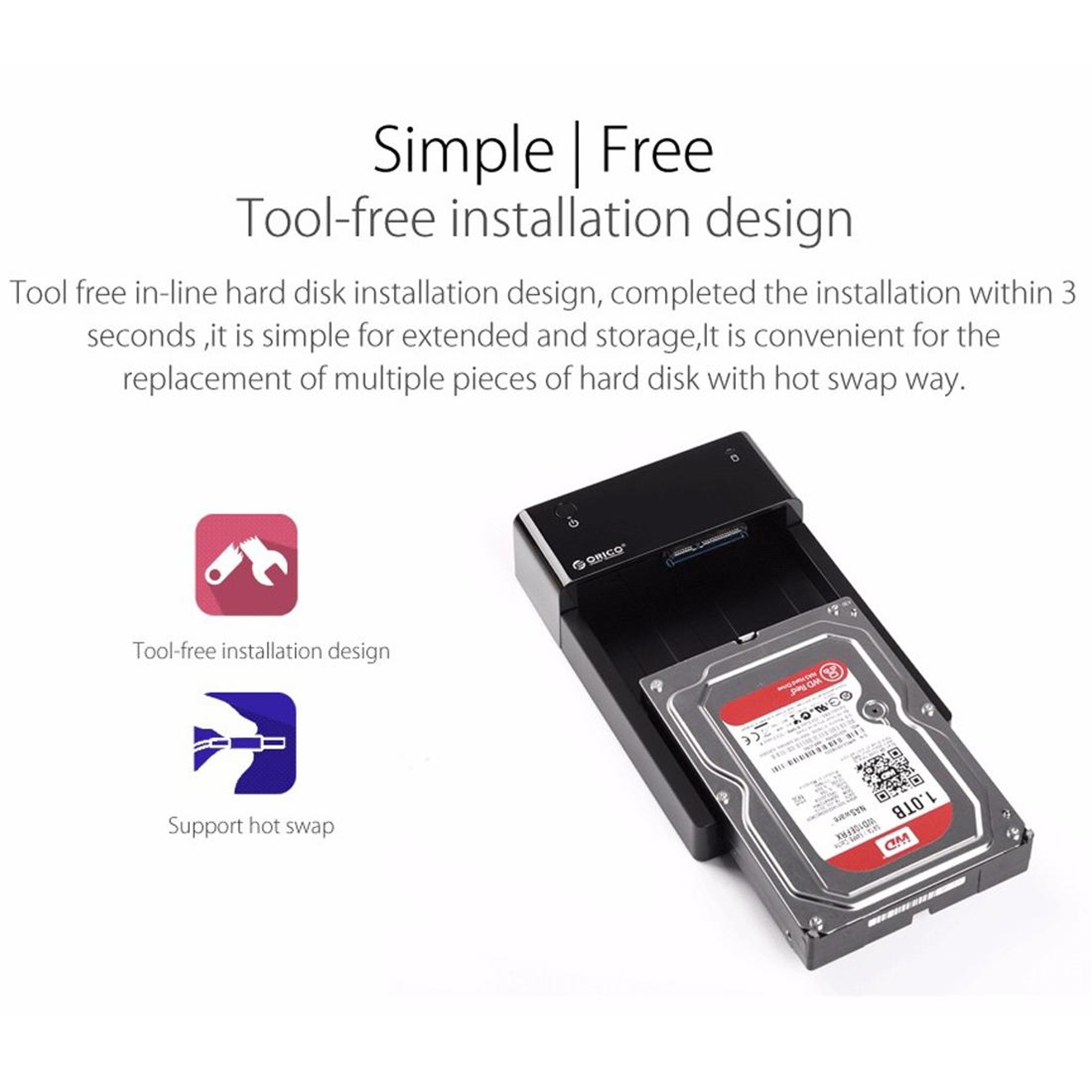 ORICO USB 3.0 HDD Docking Station Tool-Free External Hard Drive Enclosure for 2.5" & 3.5" SATA Drives – view 14