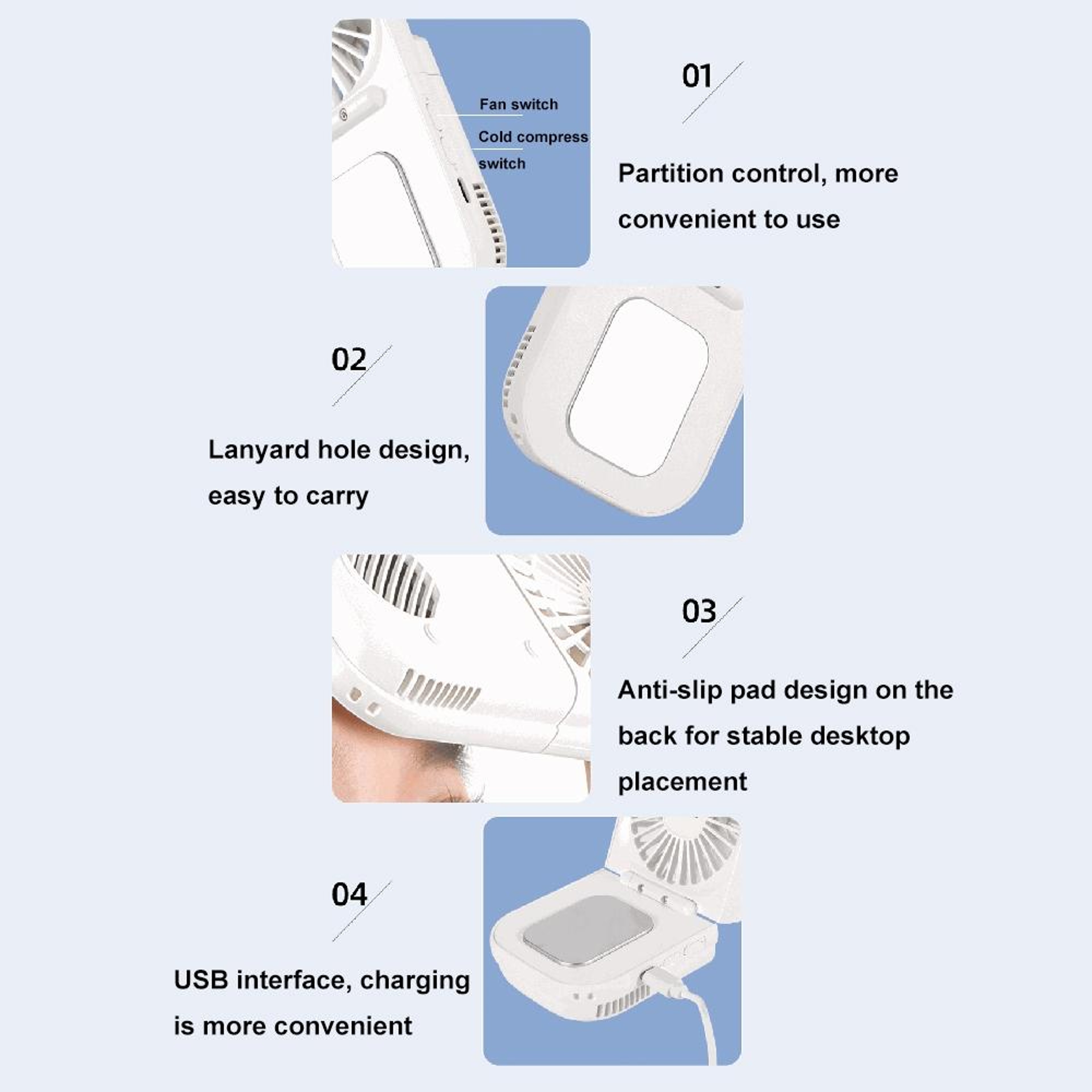 ArcticFold Portable Cooling Fan USB Rechargeable Cold Compress Handheld Mini Fan – view 12