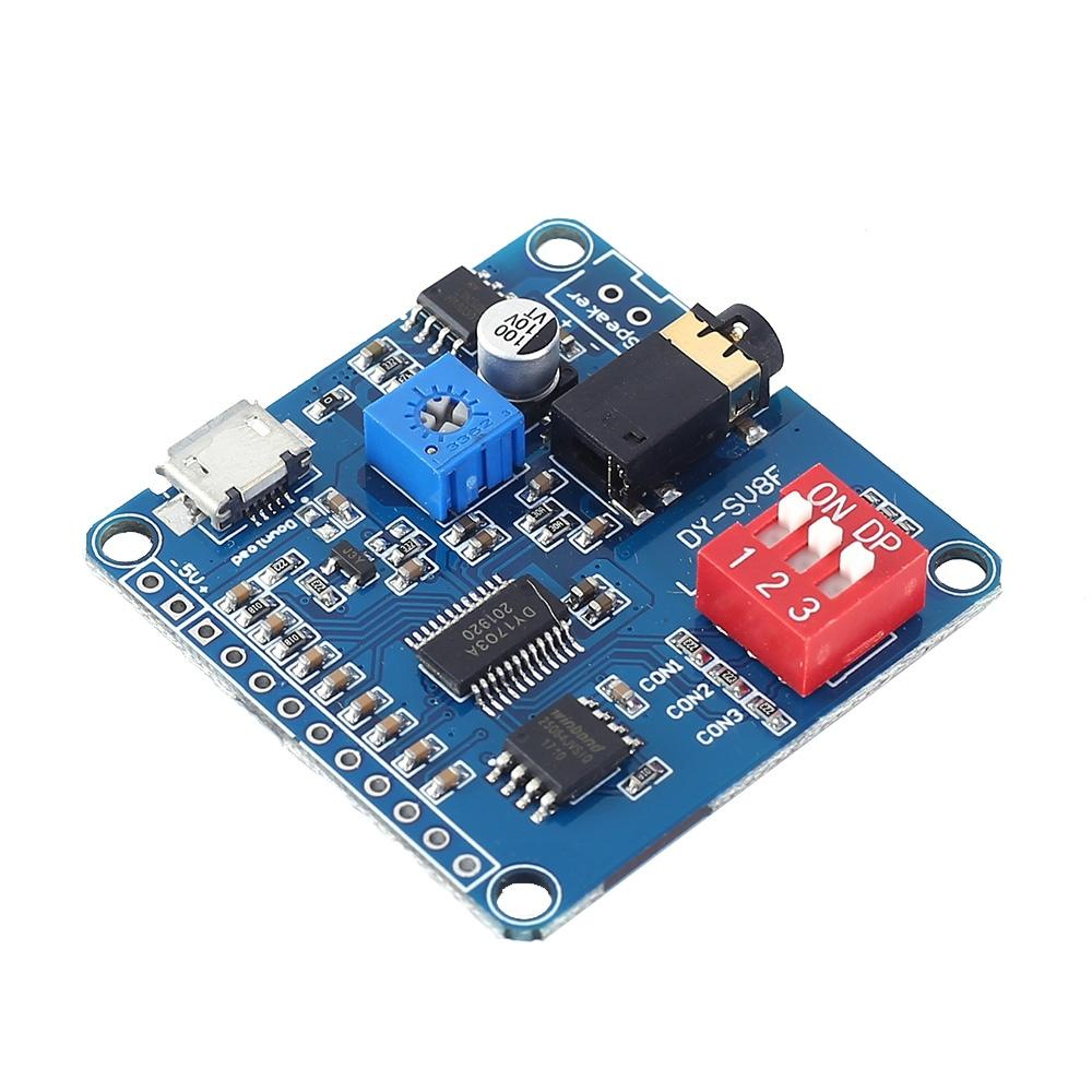 Smart UART MP3 Voice Playback Module with 8MB Storage & 5W Amplifier Board – view 2