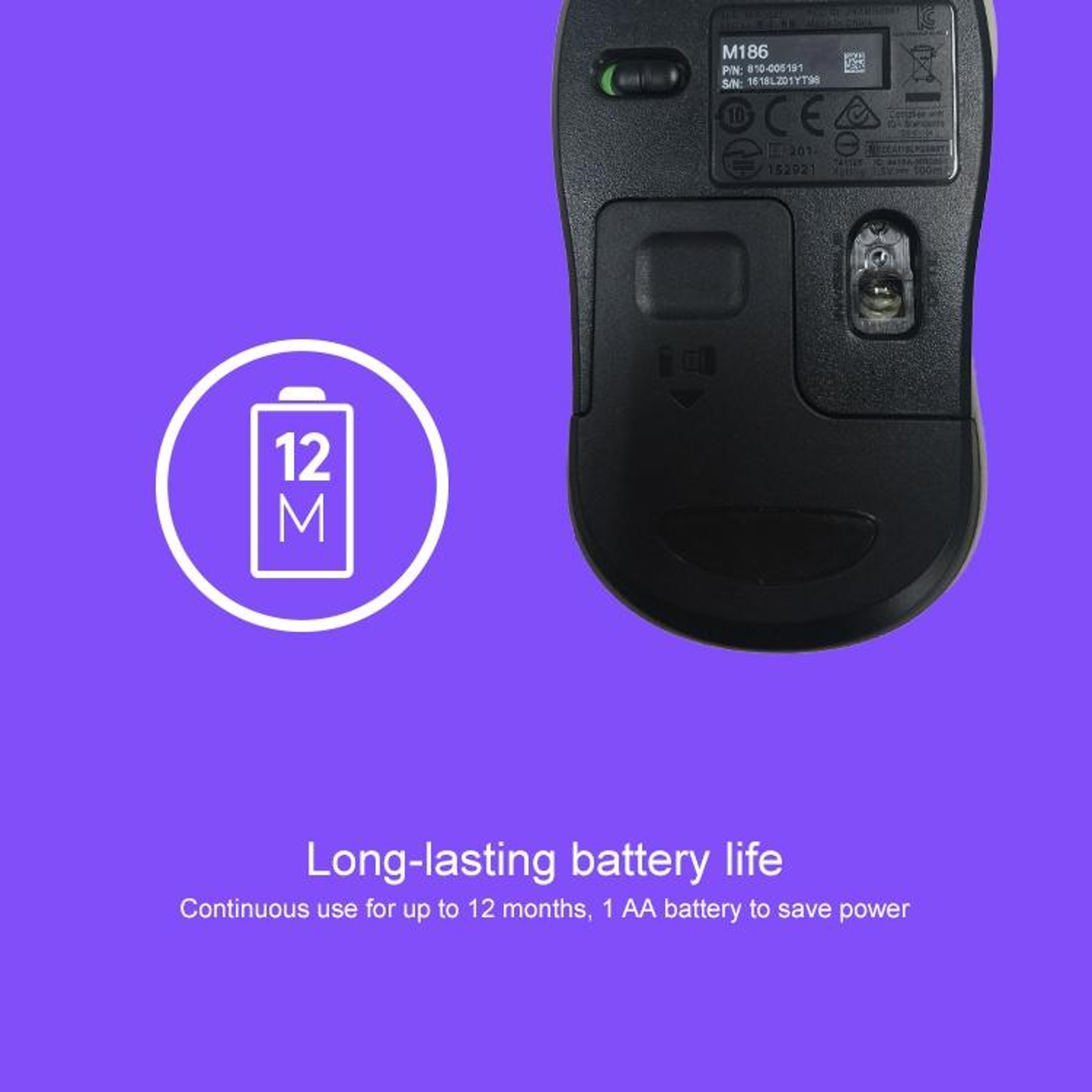 Logitech M186 Wireless Mouse 1000 DPI Ergonomic USB Wireless Mouse for Laptop & Desktop – view 4