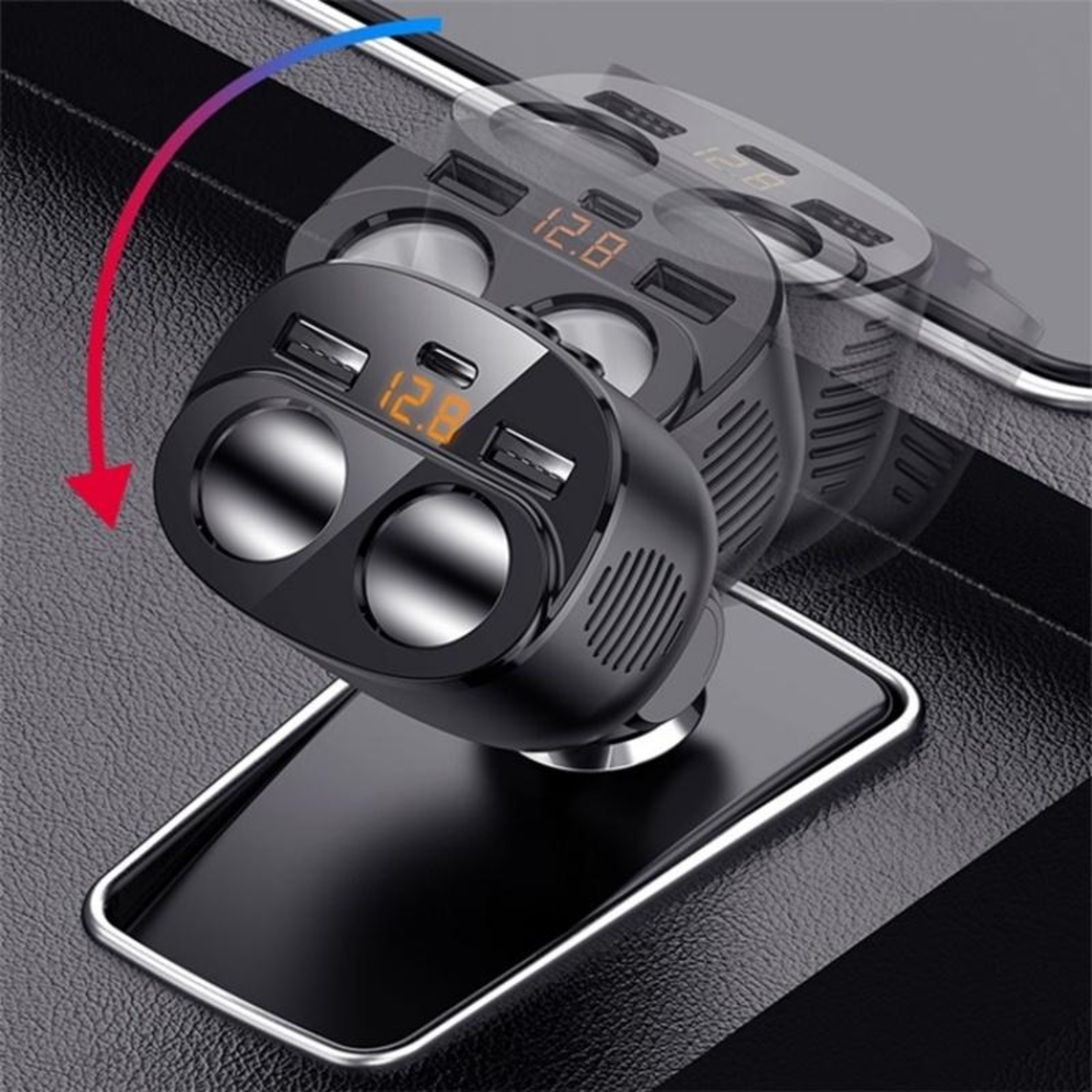 PowerDrive 80W USB C Car Charger & Cigarette Lighter Splitter with PD 18W QC3.0 Fast Charging – view 3