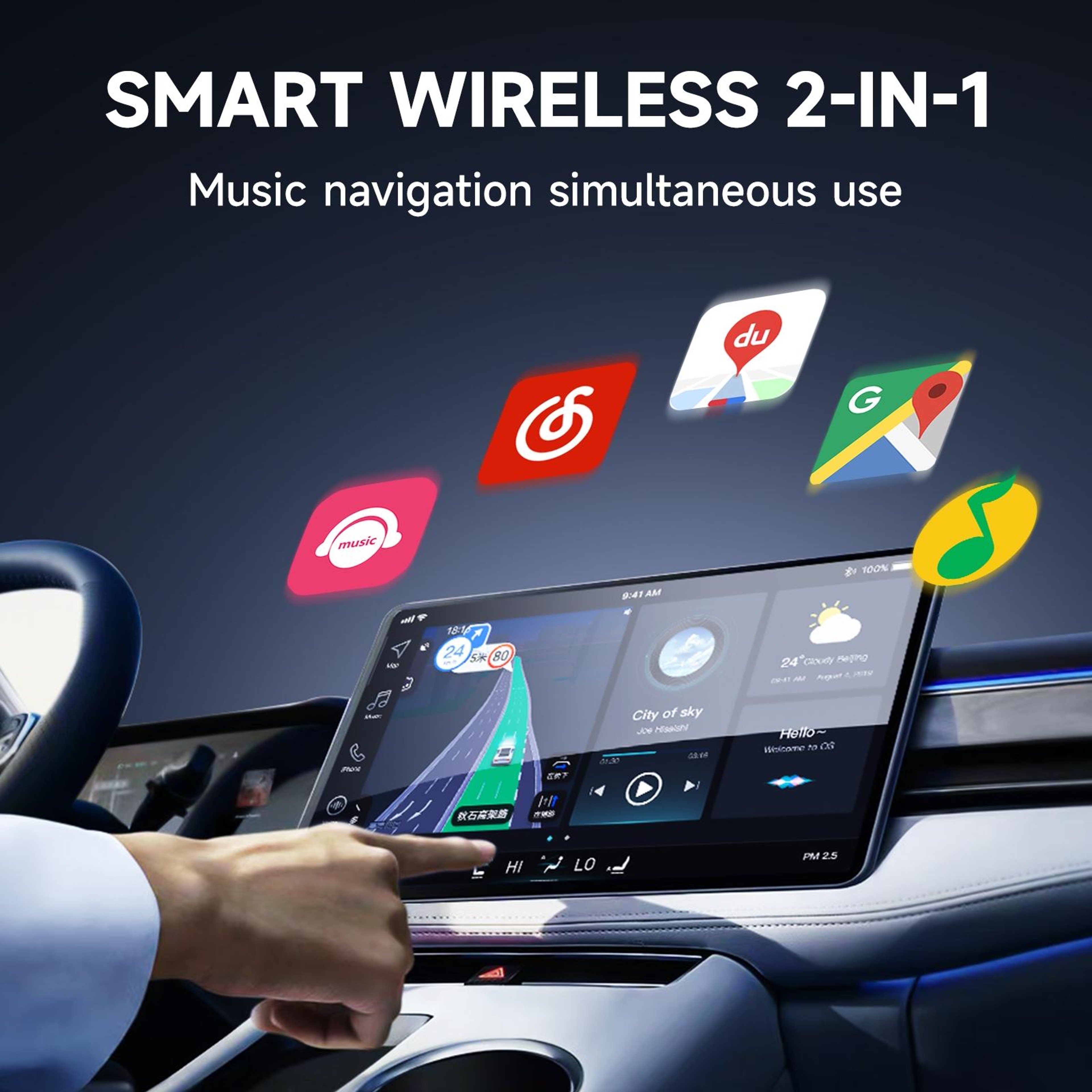 2-in-1 Wireless CarPlay Adapter & Android Auto Converter with USB & Type-C Auto Connect – view 4