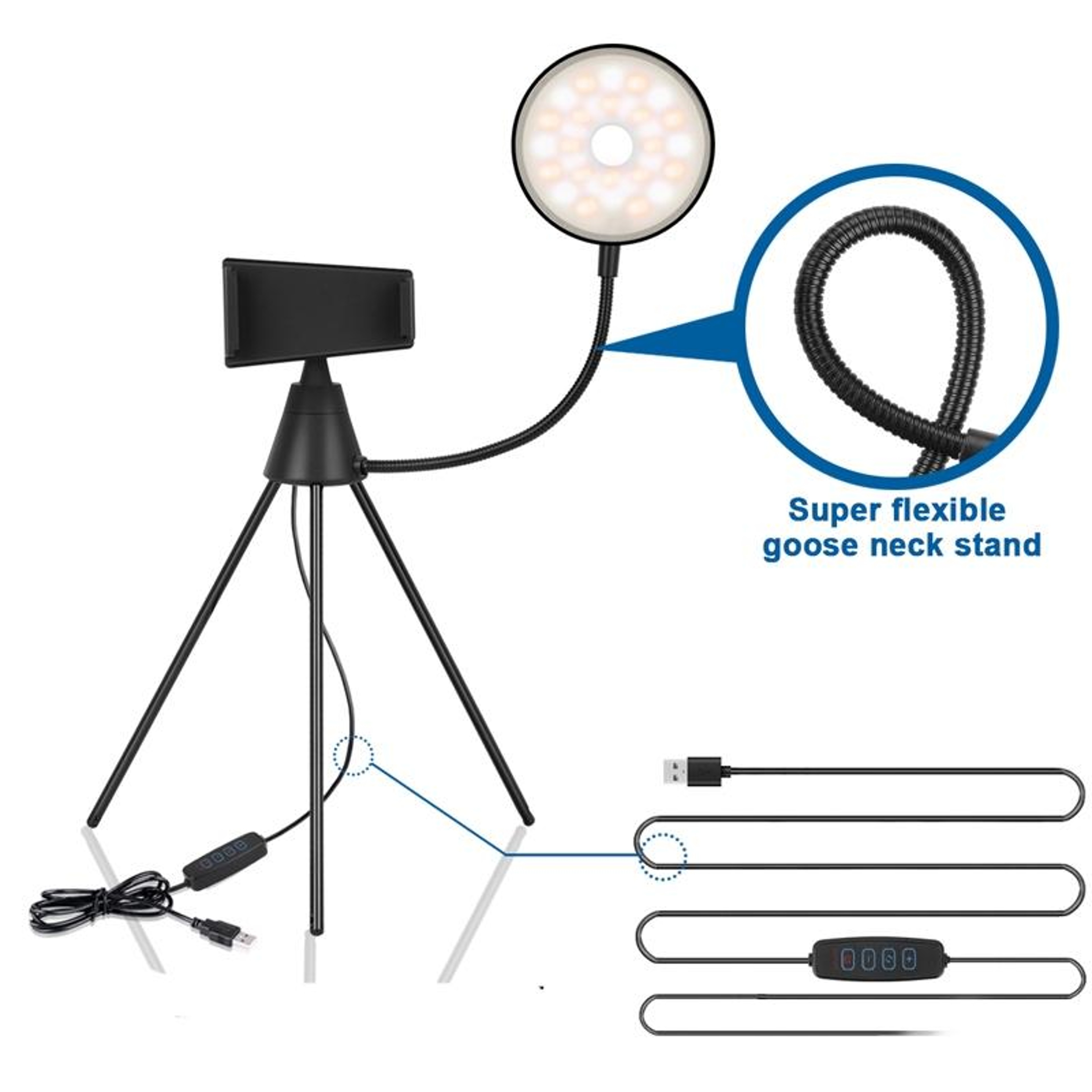 GlowPro LED Selfie Ring Light with Phone Holder & Tripod Stand for Makeup, Streaming & Video Recording – view 2
