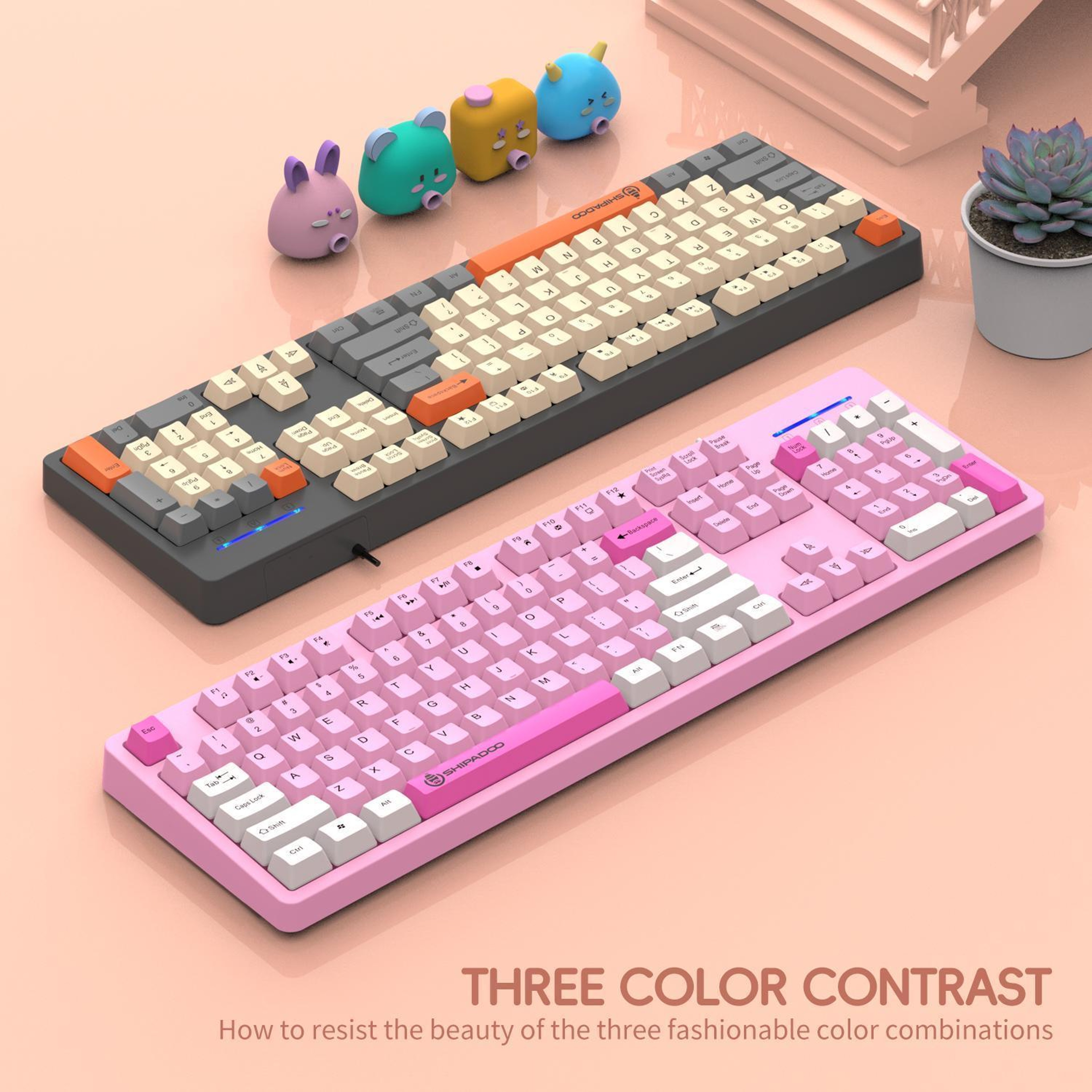 SHIPADOO K600 Ergonomic Wired Keyboard for PC & Mac Full-Size USB Office Keyboard – view 7